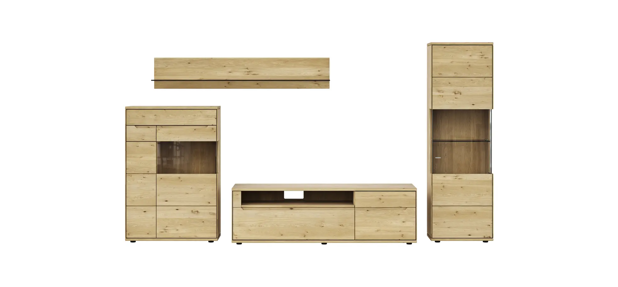 Wohnwand Amora - Wildeiche massiv bianco 108721