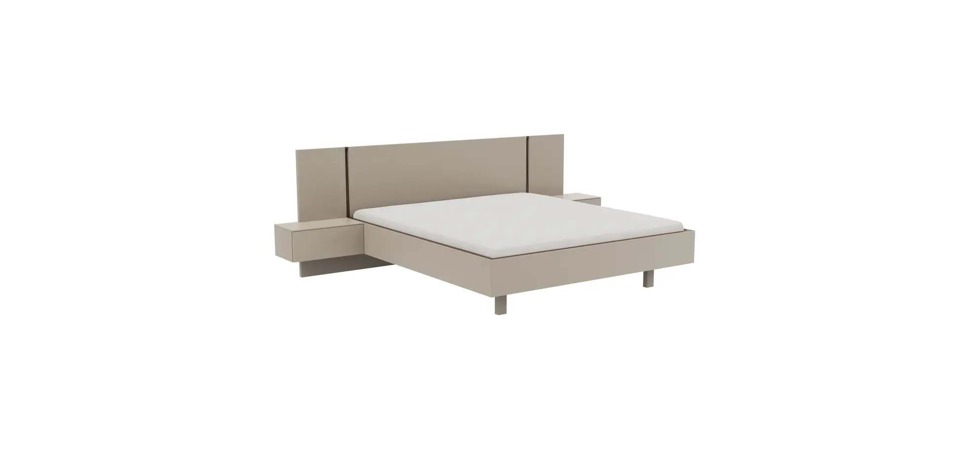 Bettanlage Matera - Liegefläche ca. 180x200 cm, Lack, Muschelgrau, Wildeiche, Coffee 131041