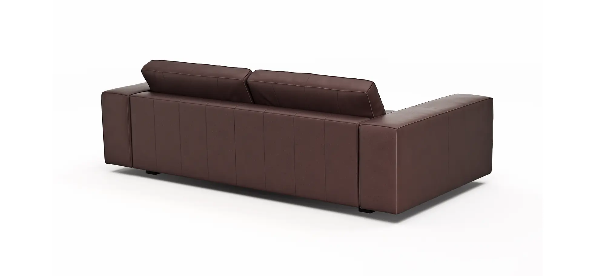 Sofa Aprino 1 - 3,5-Sitzer XL, Dickleder, Dunkelbraun, Armlehne Block breit