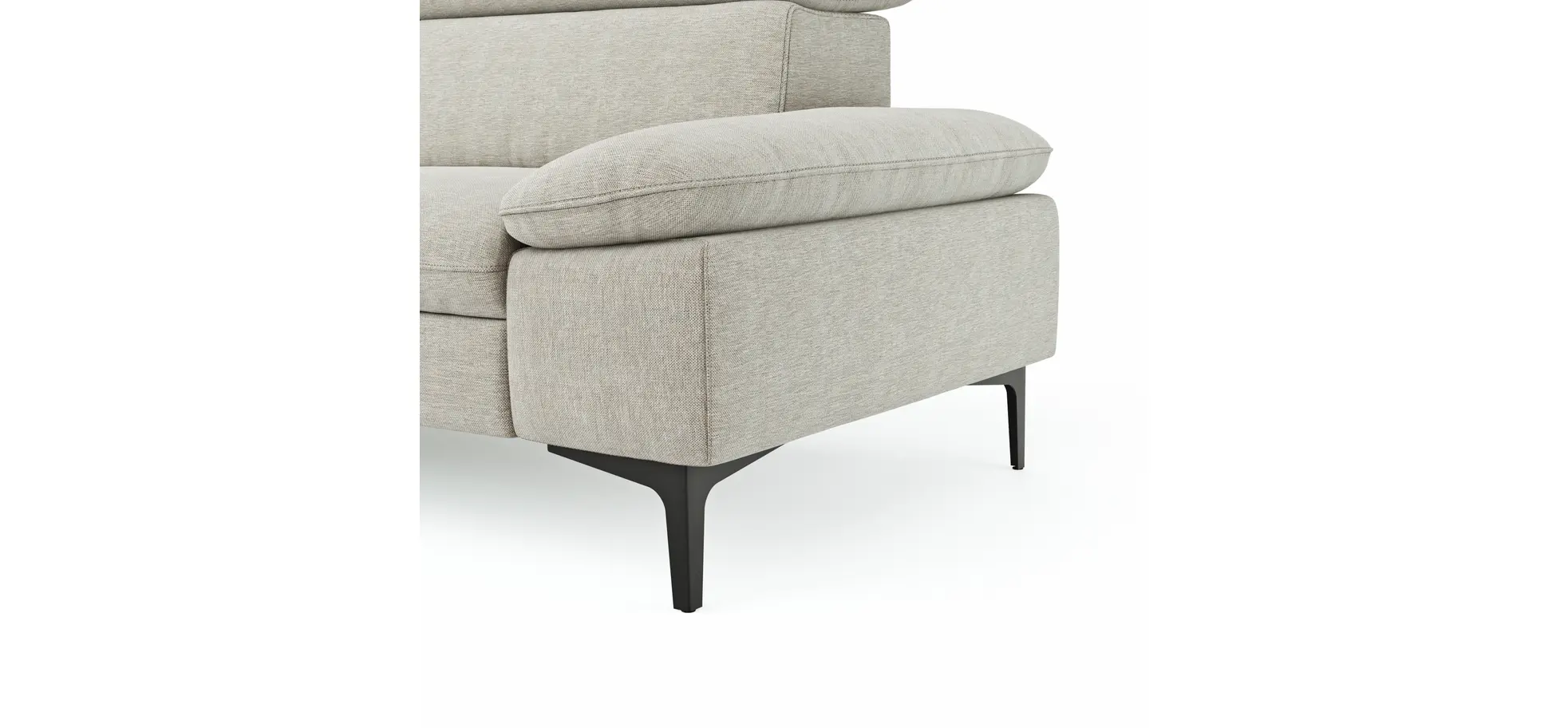 Ecksofa Felipa - Longchair links mit 2,5-Sitzer inkl. Kopfteil verstellbar, Stoff, Natur