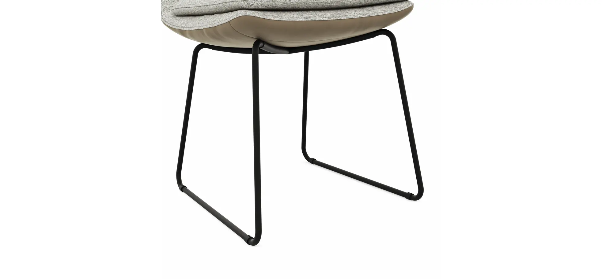 Polsterstuhl Macano - Stoff & Leder, Hellgrau, Steingrau