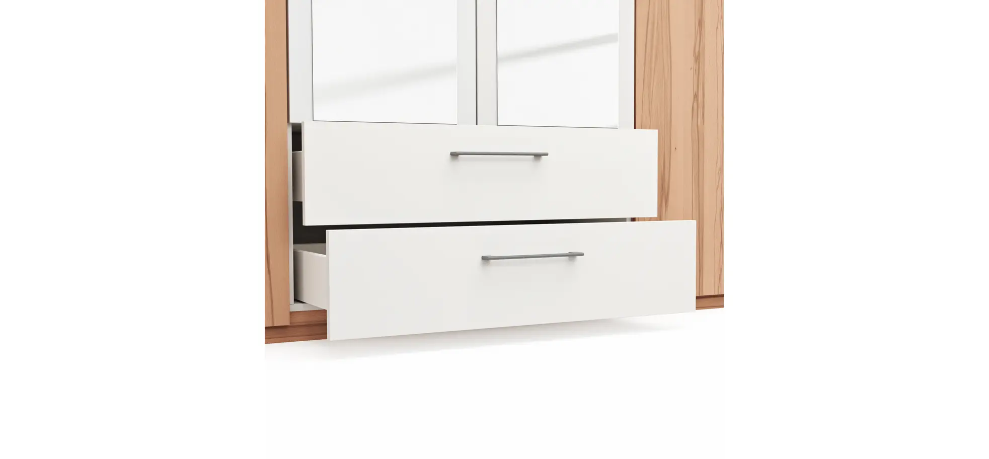 Drehtürenschrank Viana - B. ca. 180 cm, Furnier, Kernbuche, Weiß