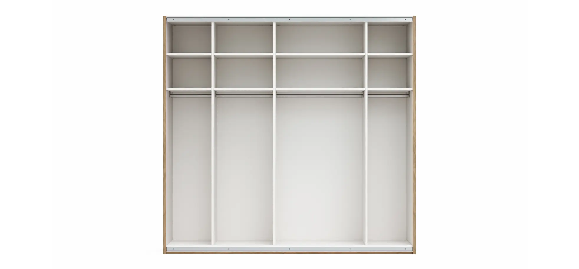 Schwebetürenschrank Viana - B ca. 241 cm, Lack, Weiß, Riffholz, Balkeneiche