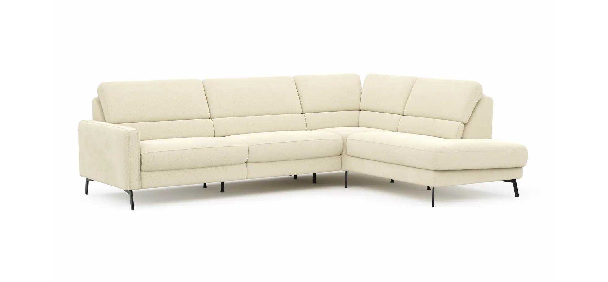 Ecksofa Valera - 3-Sitzer mit Ecke rechts inkl. Rückenlehne verstellbar, Stoff, Natur