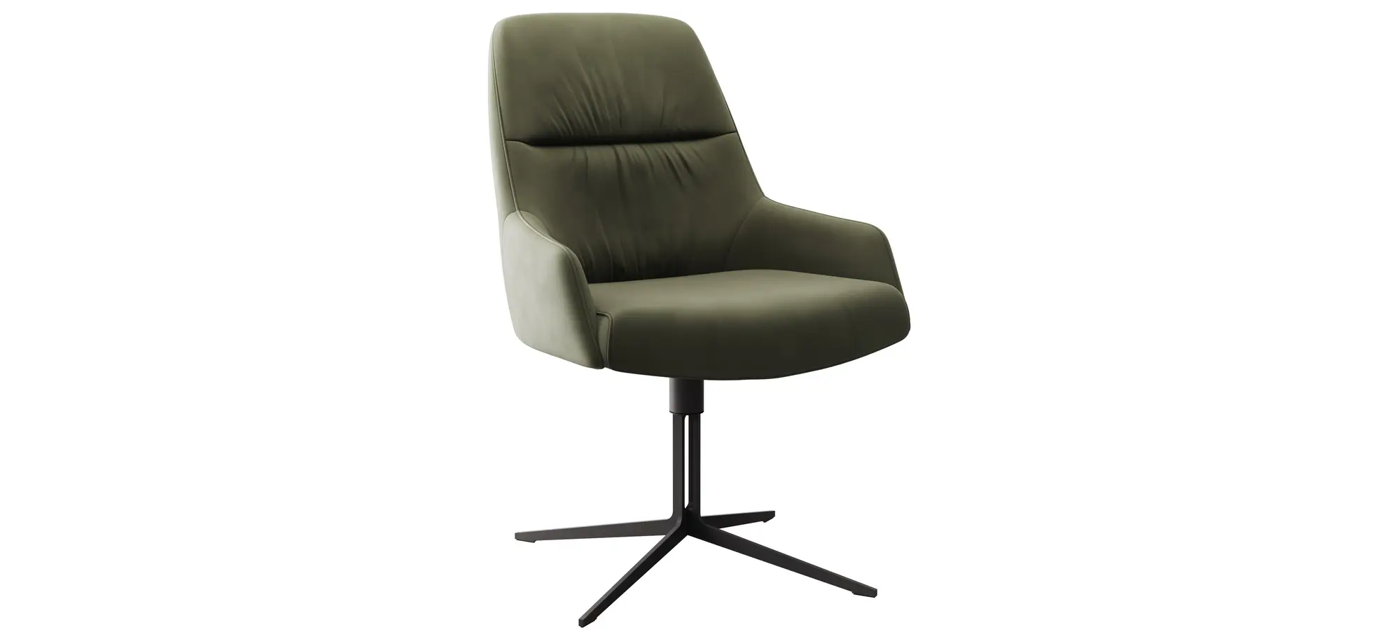 Armlehnstuhl Sagres - drehbar, Leder, olive