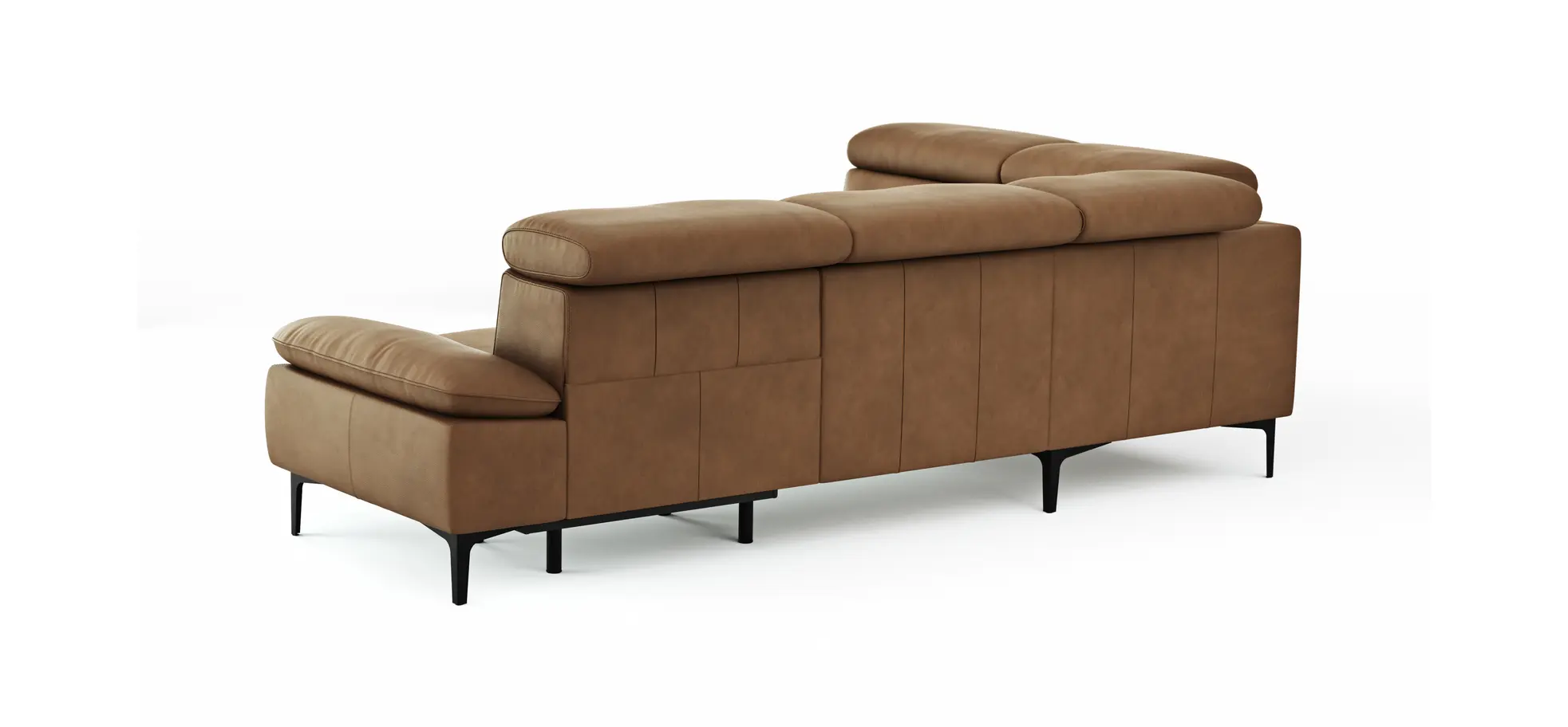 Ecksofa Felipa - Ecke links mit 2,5-Sitzer inkl. Armlehne verstellbar und Rückenlehne/Sitztiefe verstellbar (motorisch), Leder, Cognac