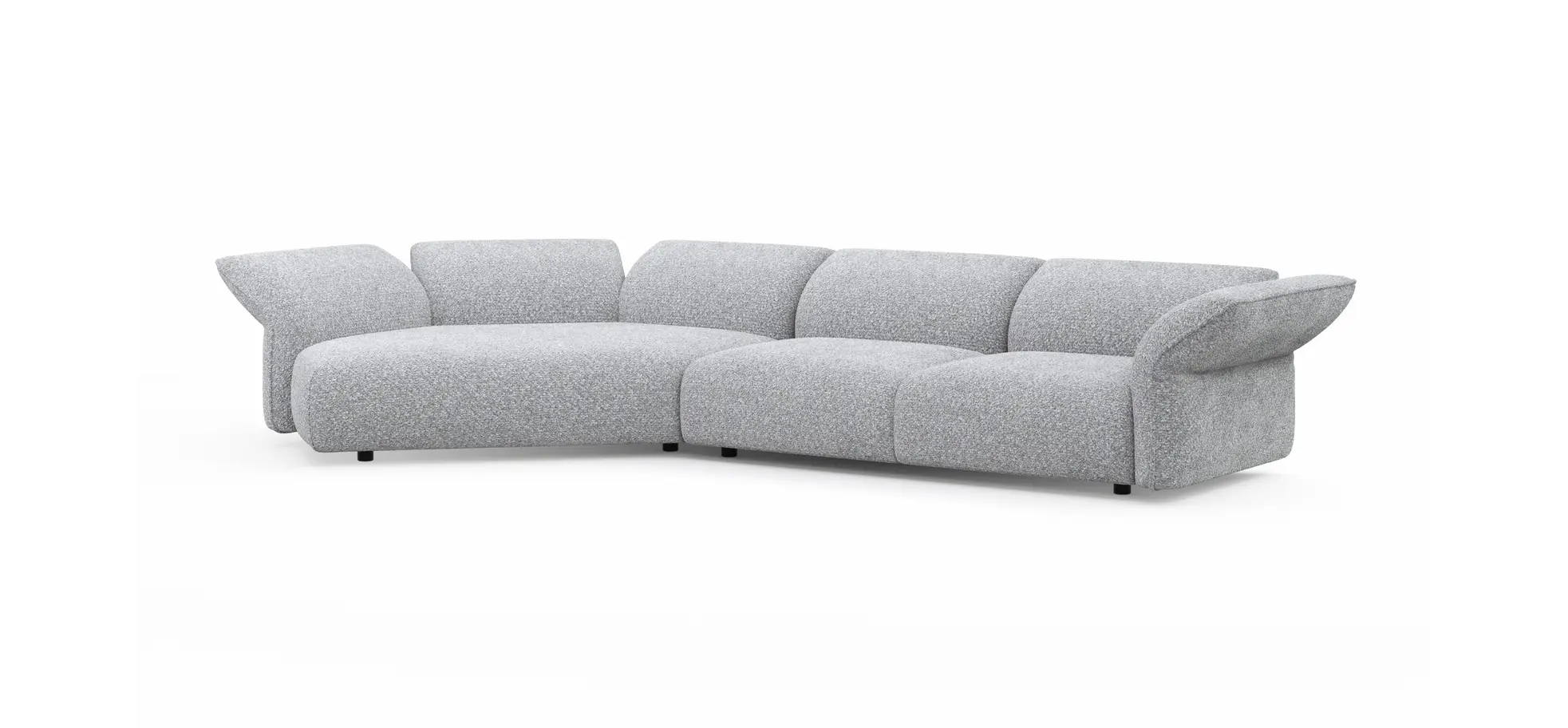 Trapezsofa Motone - Ecke links mit 2-Sitzer, Stoff, Hellgrau