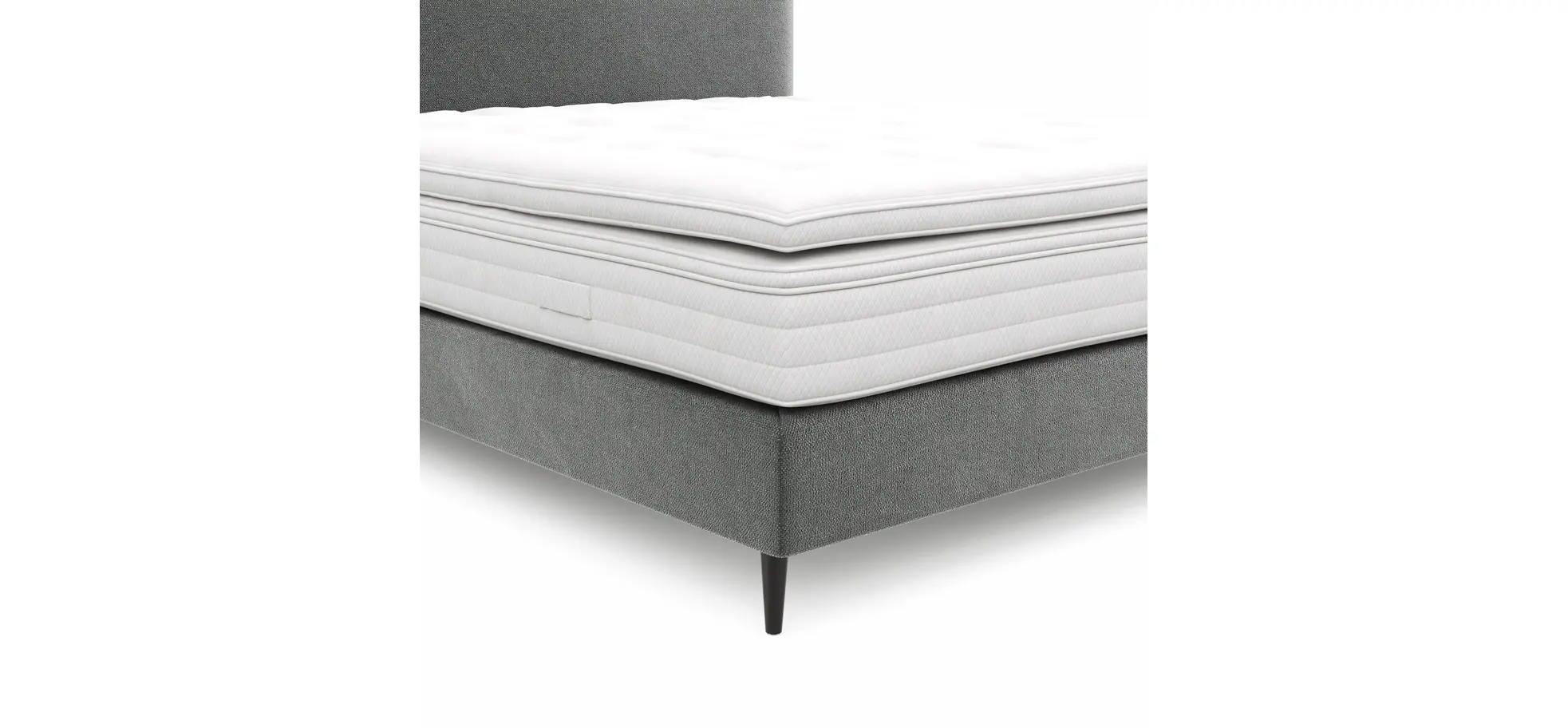 Boxspringbett Navelli 1 - Liegefläche ca. 180x200 cm, Stoff, Grau