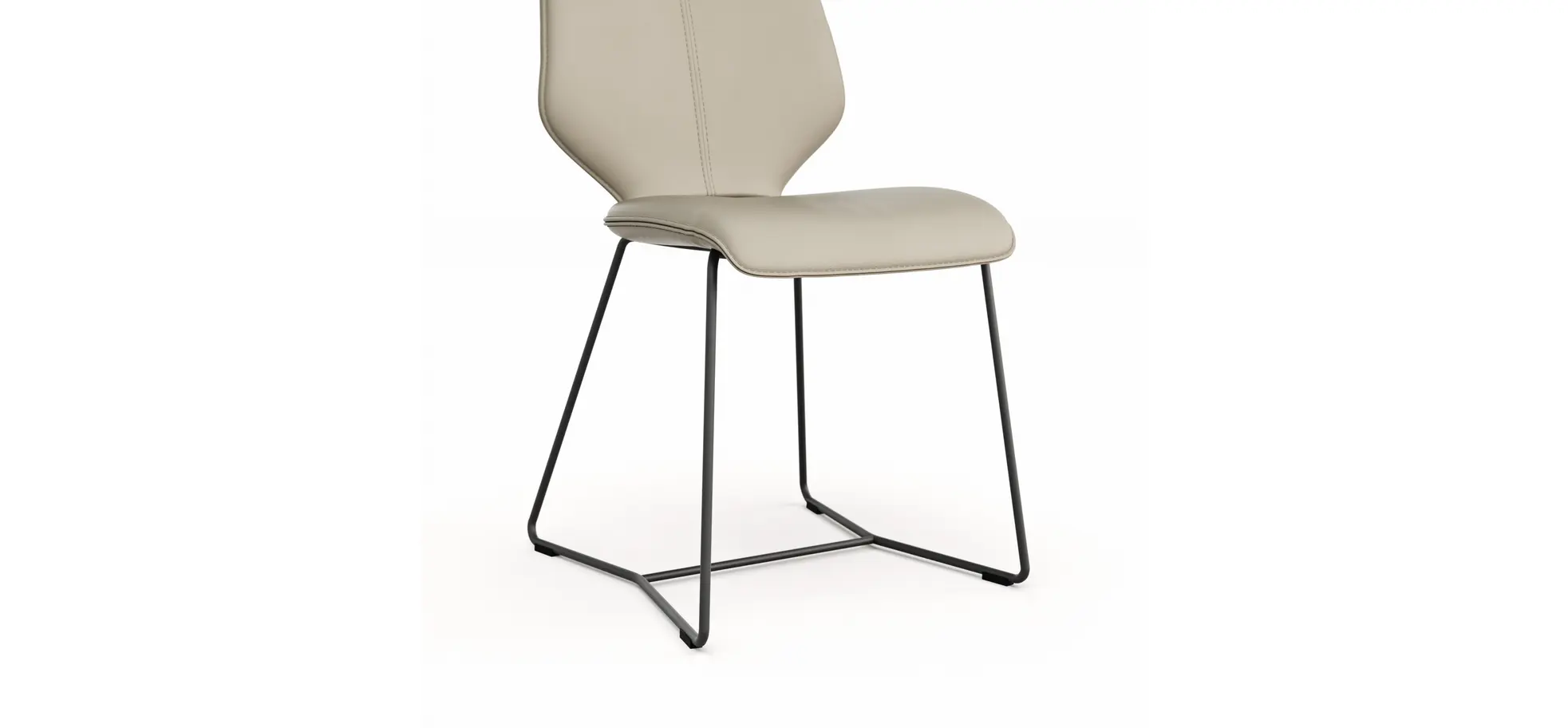 Stuhl Penthouse - Leder, Graubraun, Kufen, Anthrazit