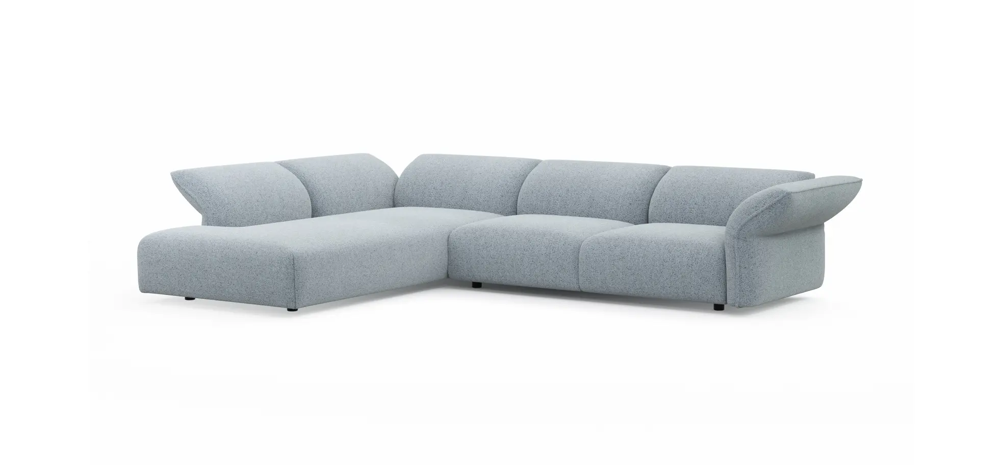 Ecksofa Motone - Ecke links mit 2,5-Sitzer, Stoff, Hellblau