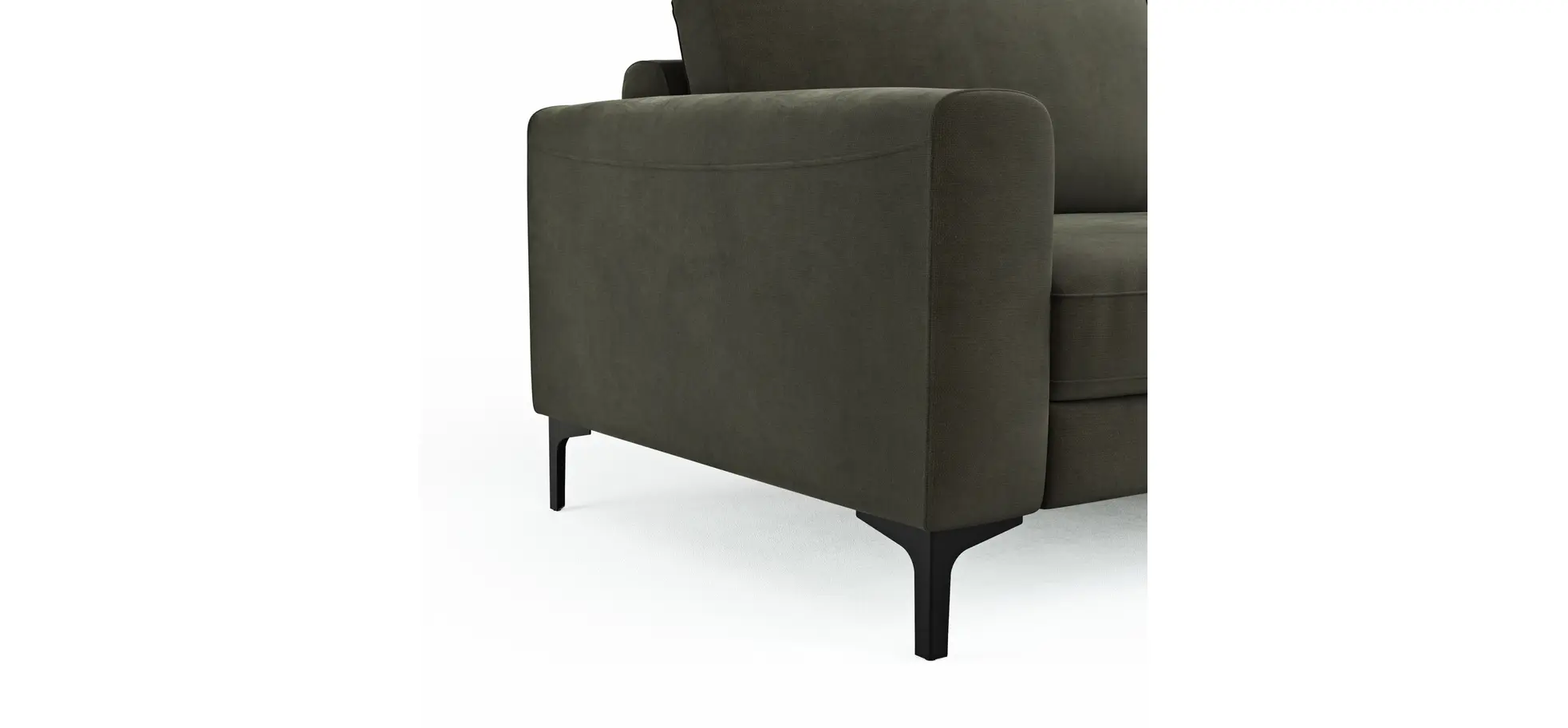 Ecksofa Oviedo - 1,5-Sitzer mit Longchair rechts inkl. Relaxfunktion (motorisch), Stoff, Braungrün
