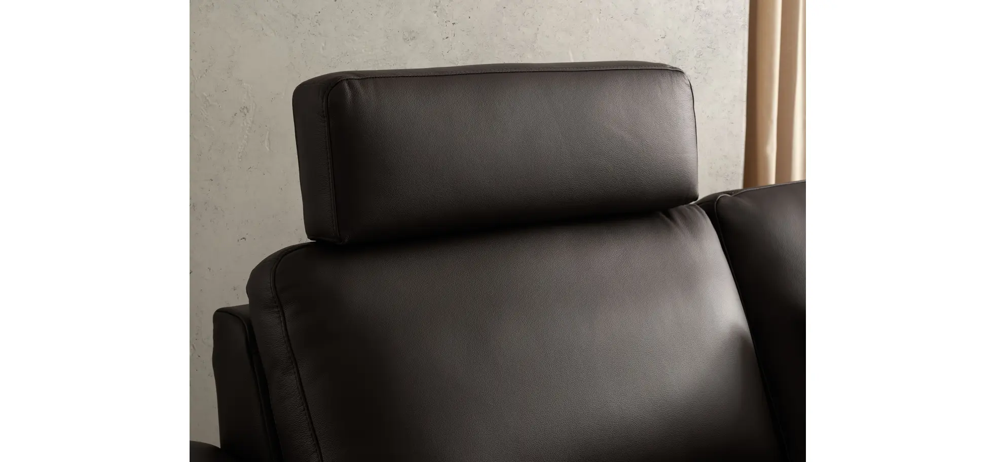 Ecksofa Enna - 3-Sitzer mit Ecke rechts inkl. motorischer Relaxfunktion, Leder, Mocca