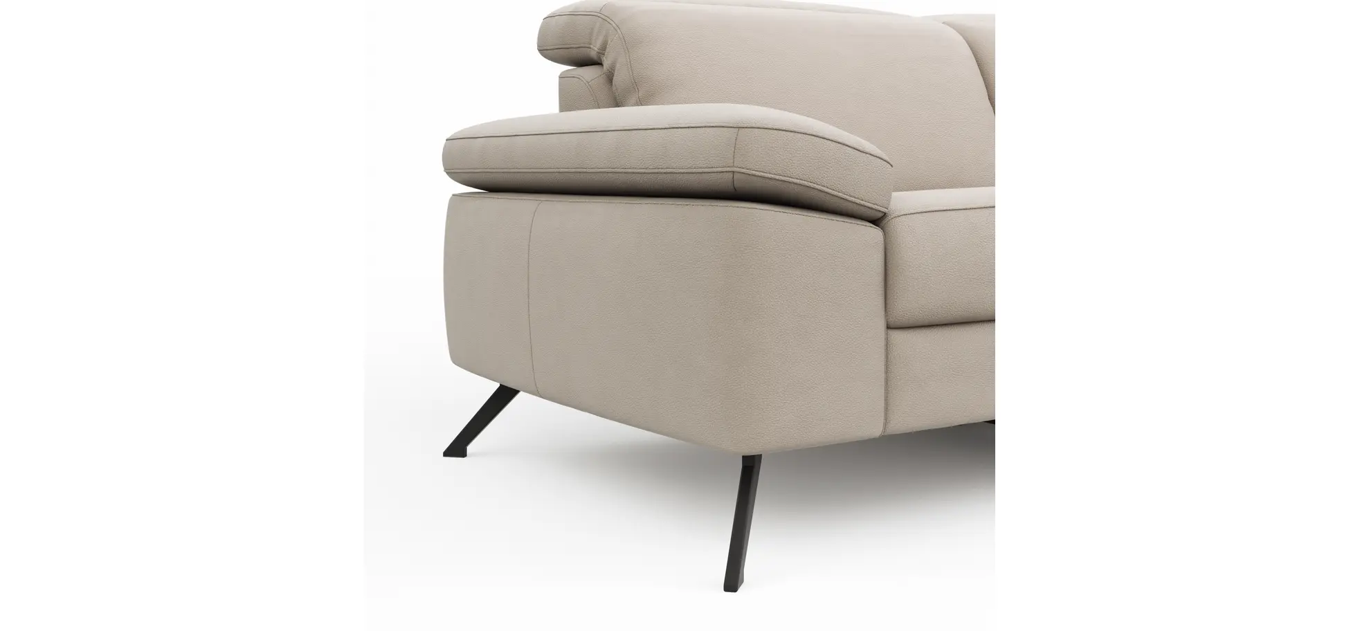 Sofa Rafaela 2.0 - 2,5-Sitzer inkl. 1x Relaxfunktion und Kopfteile verstellbar, Leder, Champagner