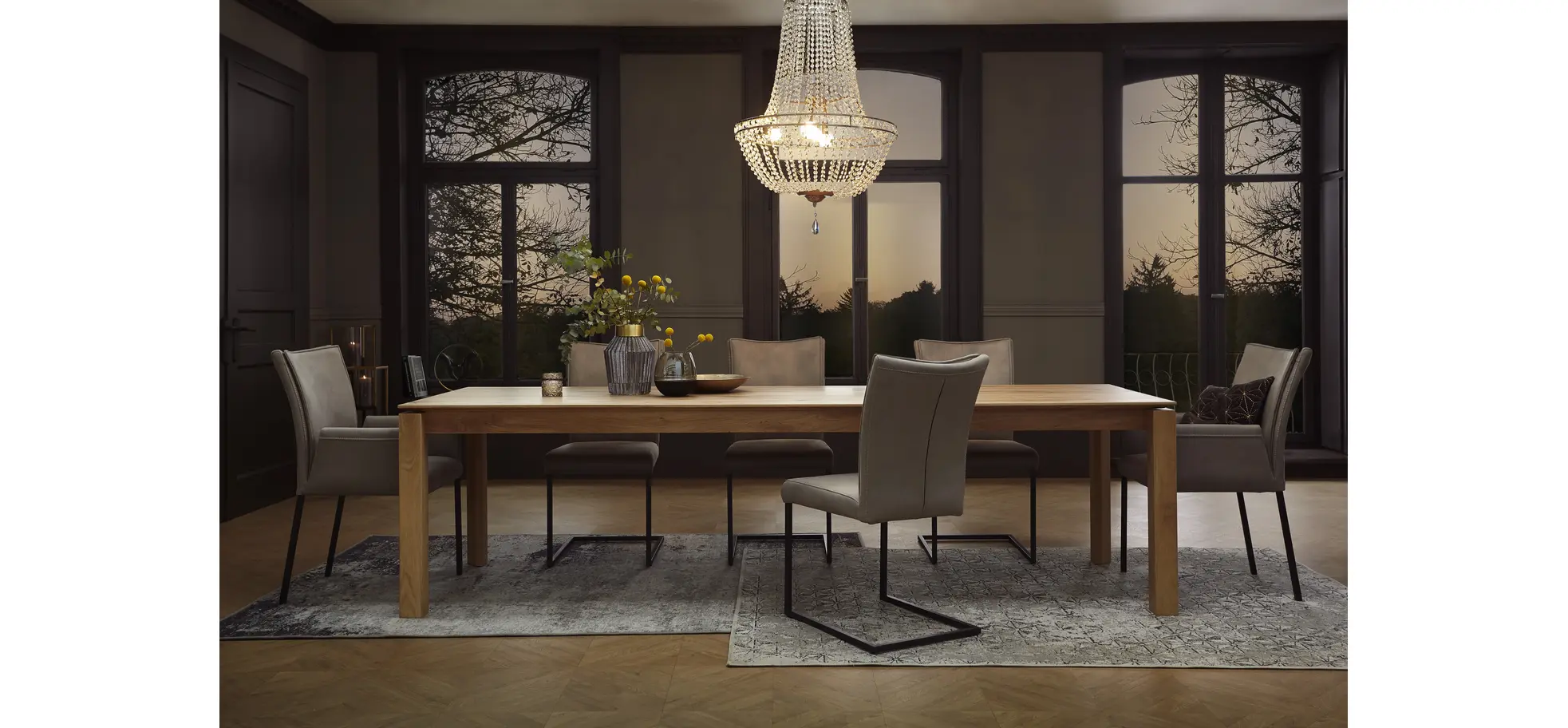 Esstisch 5000 - ausziehbar, LB ca. 180x90 cm, Eiche massiv, Bianco 109781