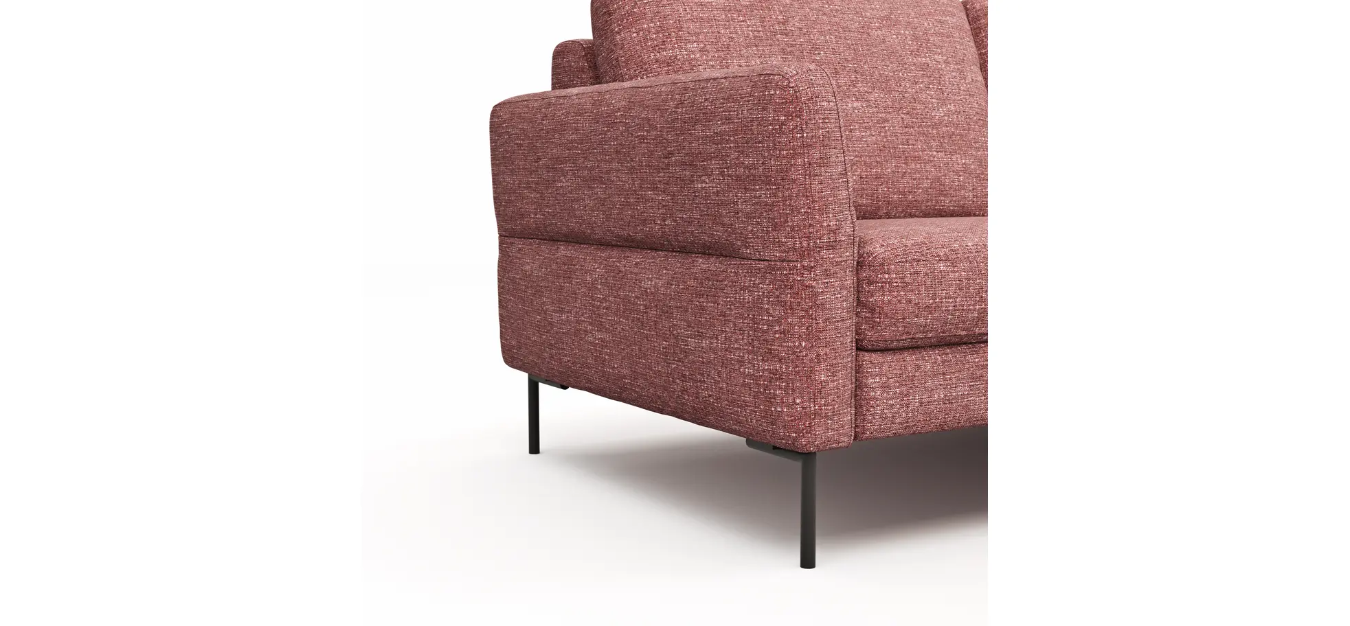 Ecksofa Enna - 3-Sitzer mit Ecke rechts inklusive Sitzvorzug (motorisch), Stoff, Koralle