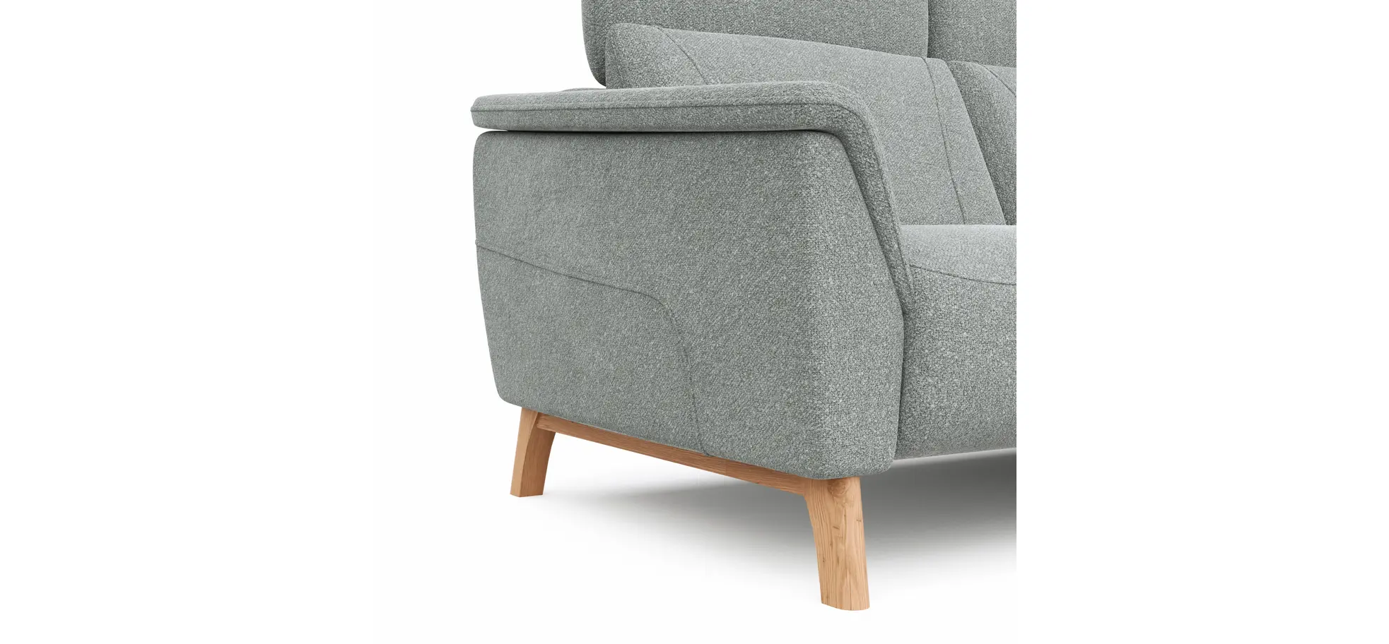 Sofa Nevin - 2,5-Sitzer inkl. Kopfpolsterverstellung, Stoff, Silbergrau