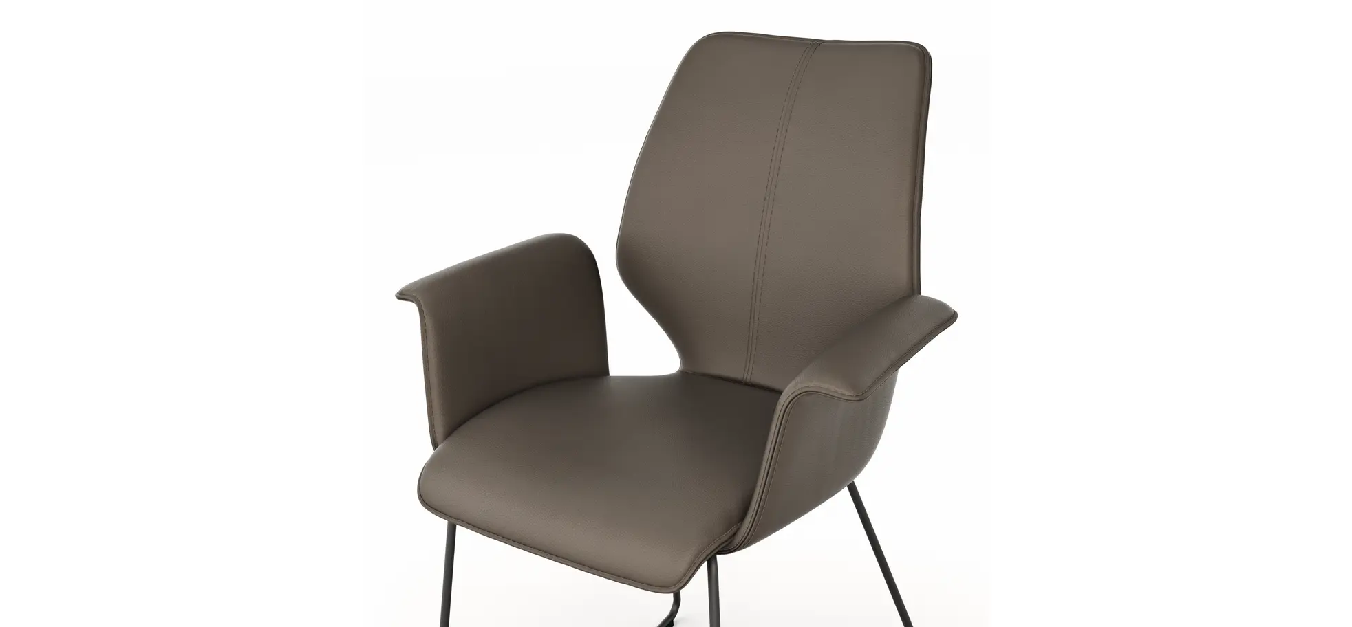 Armlehnstuhl Penthouse - Leder, Dunkelbraun, Kufen, Anthrazit