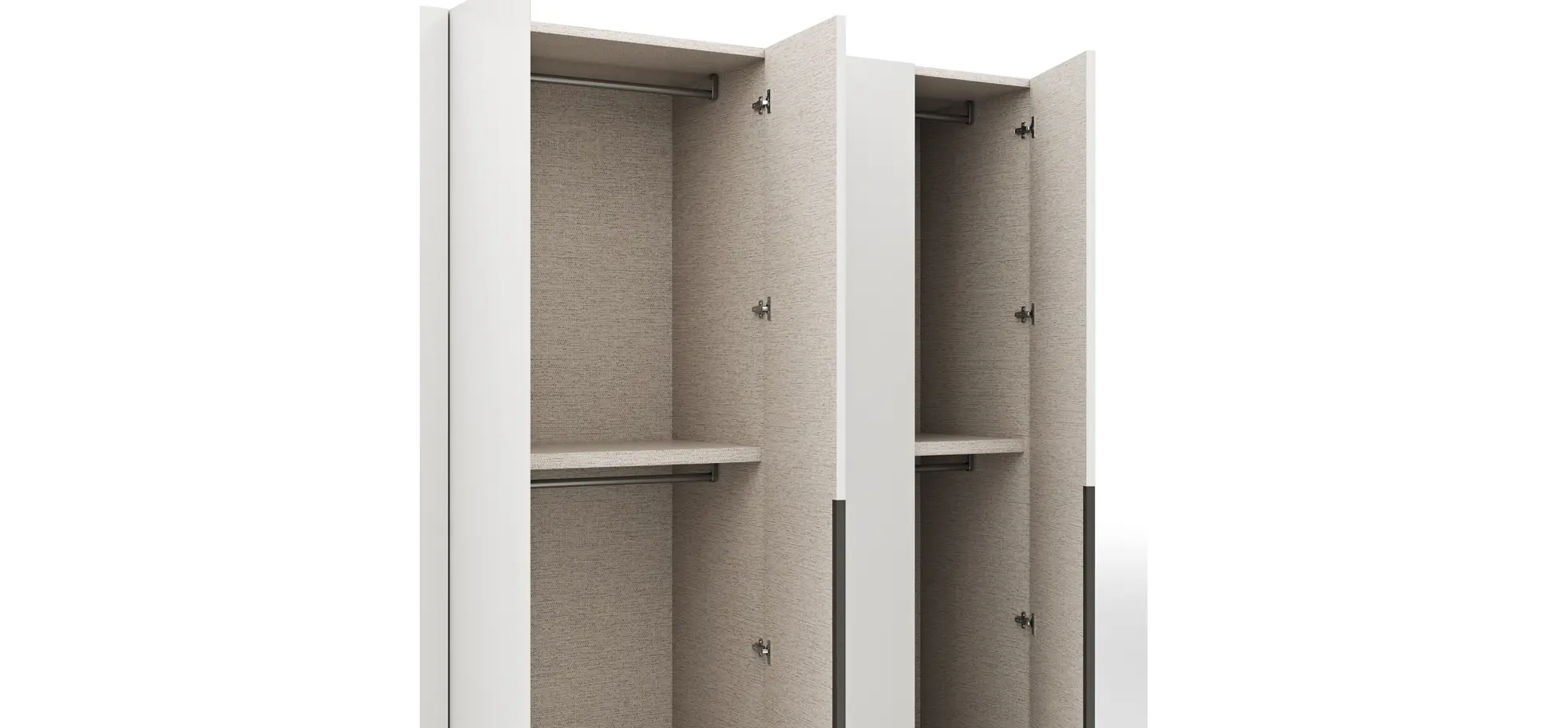 Drehtürenschrank Loretto - B ca. 280 cm, Lack matt, Weiß