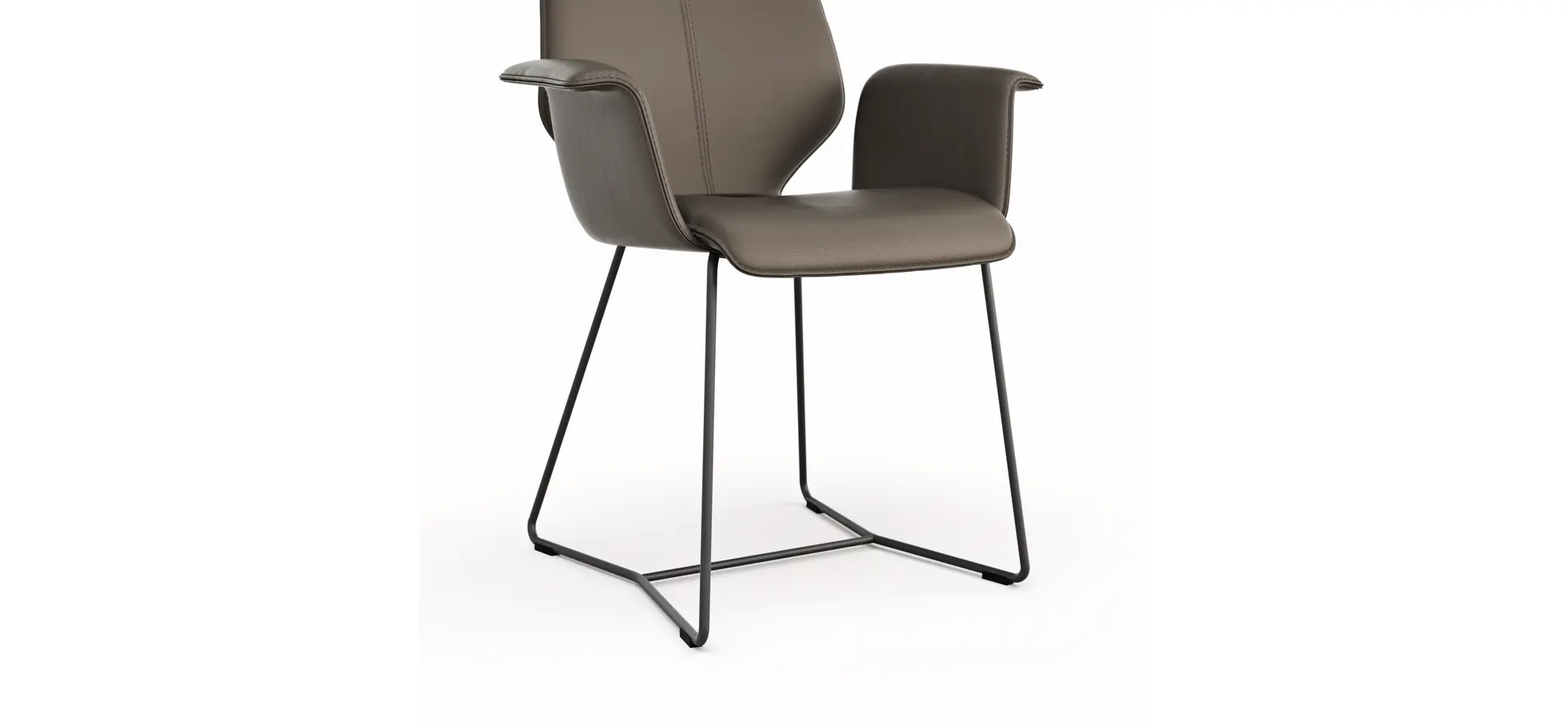 Armlehnstuhl Penthouse - Leder, Dunkelbraun, Kufen, Anthrazit