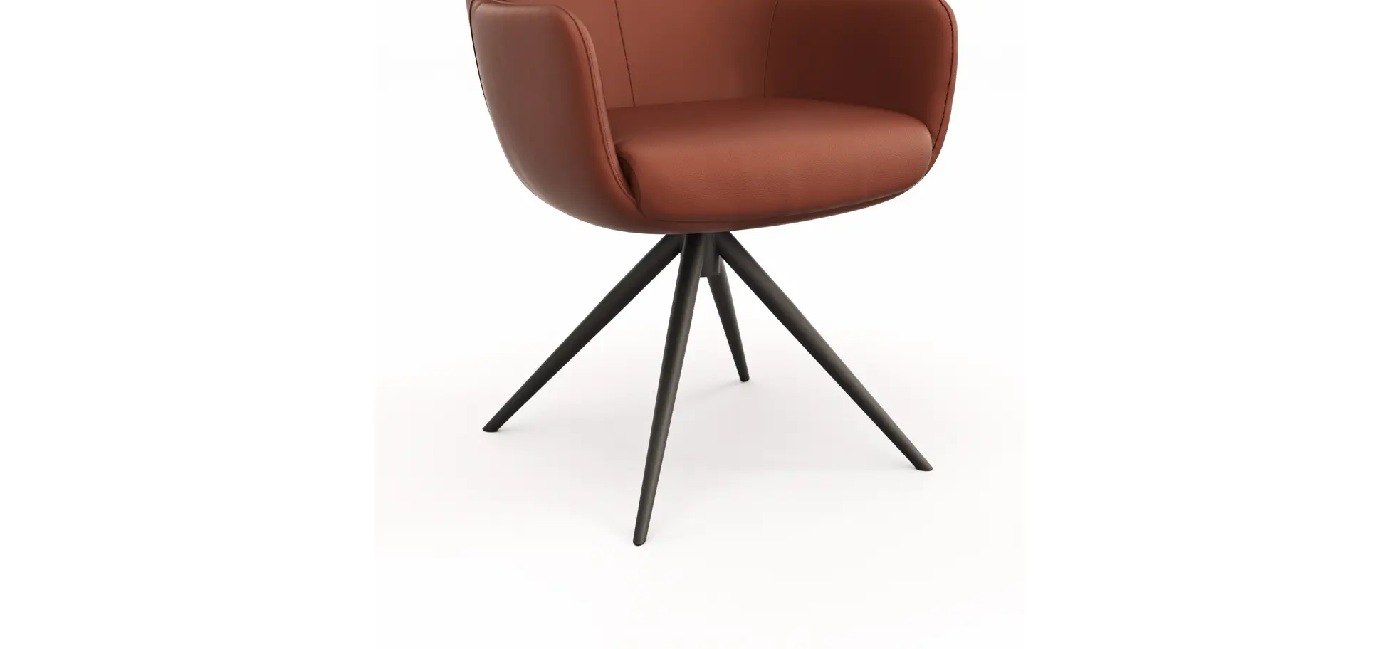 Armlehnstuhl Mis - Leder, Rost, Gestell, Schwarz