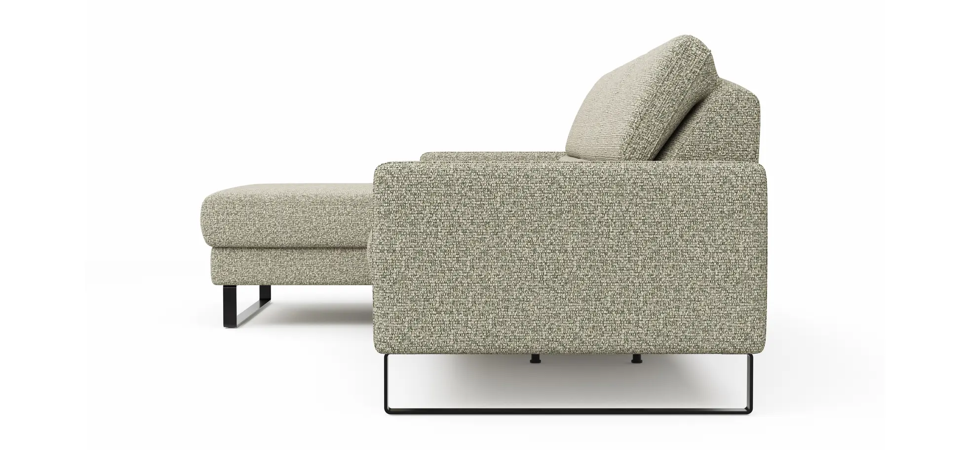 Ecksofa Valera - Longchair mit 3-Sitzer rechts inkl. Rückenlehne verstellbar, Stoff, Limone