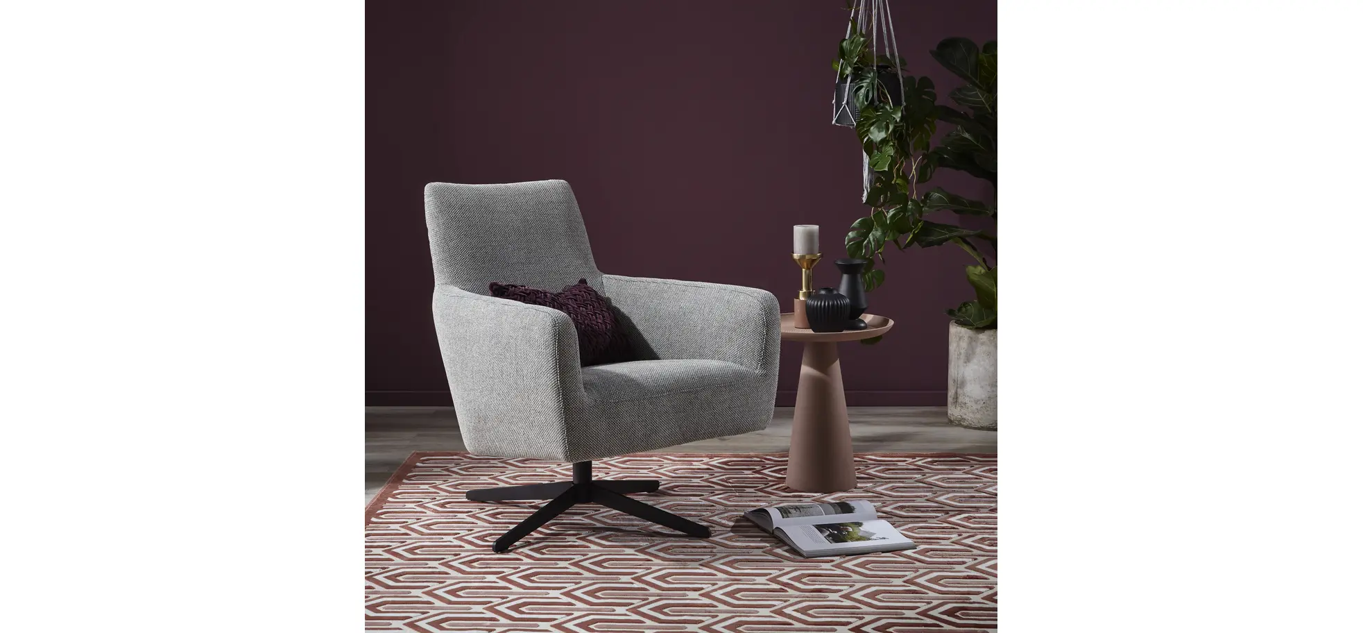 Drehsessel Matina - Größe L, Stoff, Hellgrau