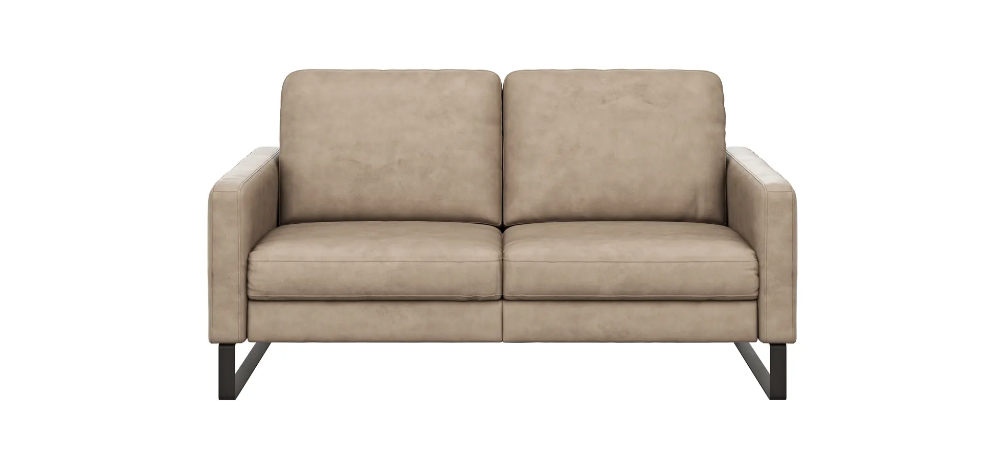 Sofa Enna - 2,5-Sitzer, Armlehne A, Leder, Taupe, Kufe, Schwarz 111504