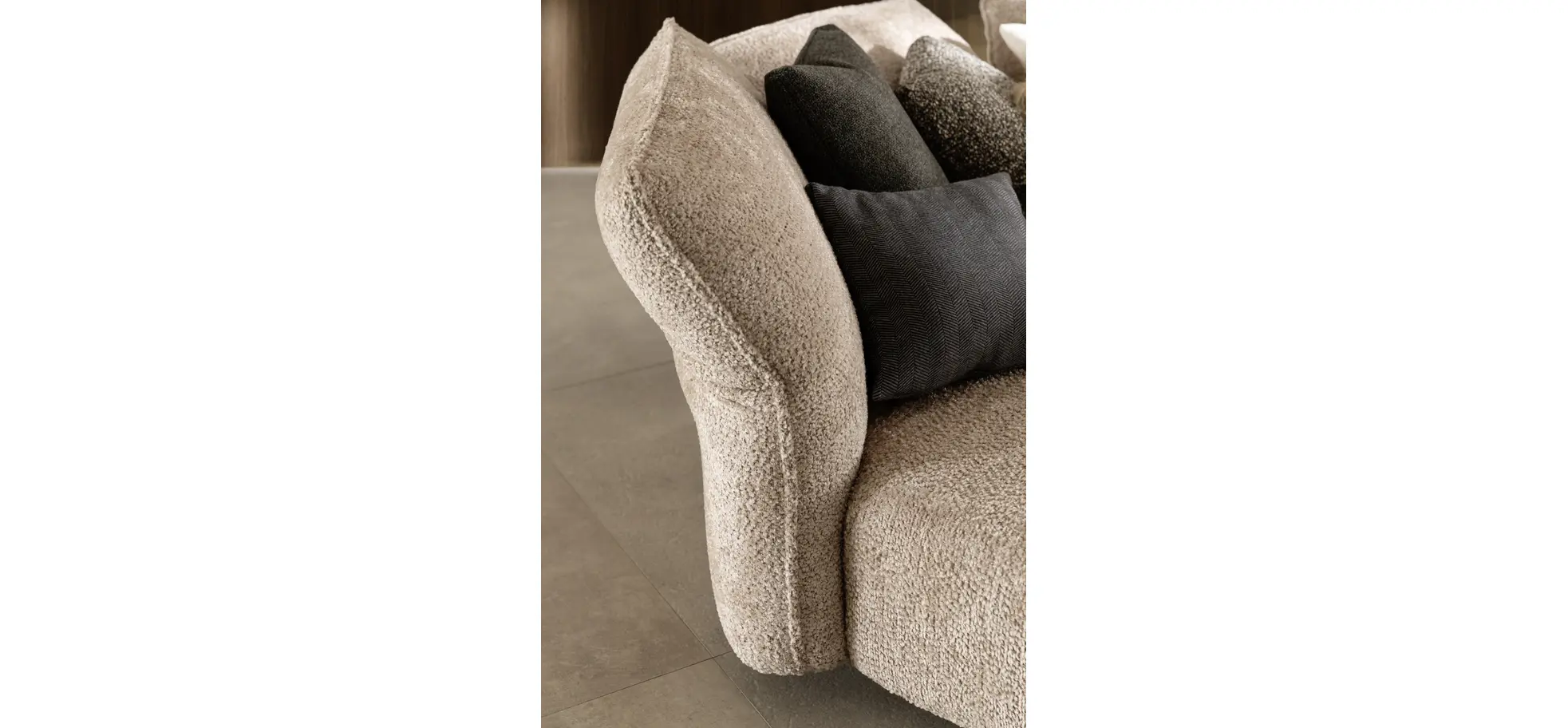 Trapezsofa Motone - Ecke links mit 2-Sitzer, Stoff, Beige