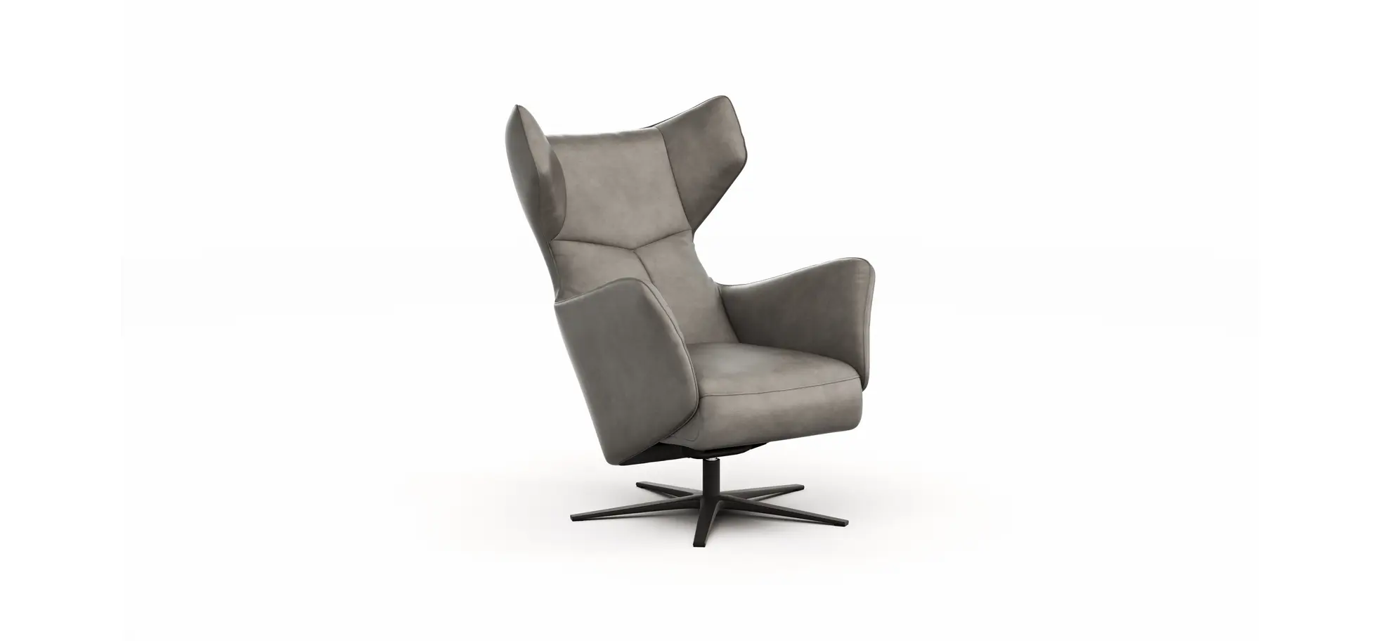 Sessel Noto Relax II - Rückenlehne verstellbar, Leder, Eisengrau