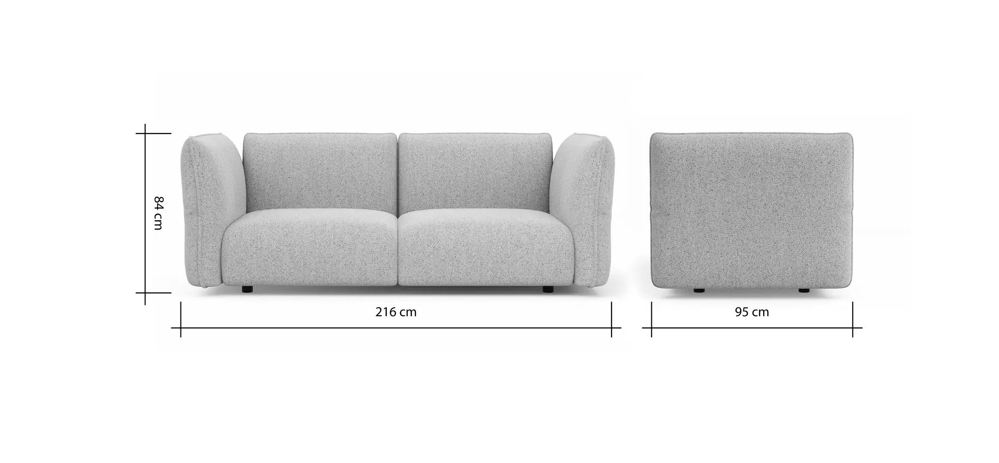 Sofa Motone - 3-Sitzer, Stoff, Beige