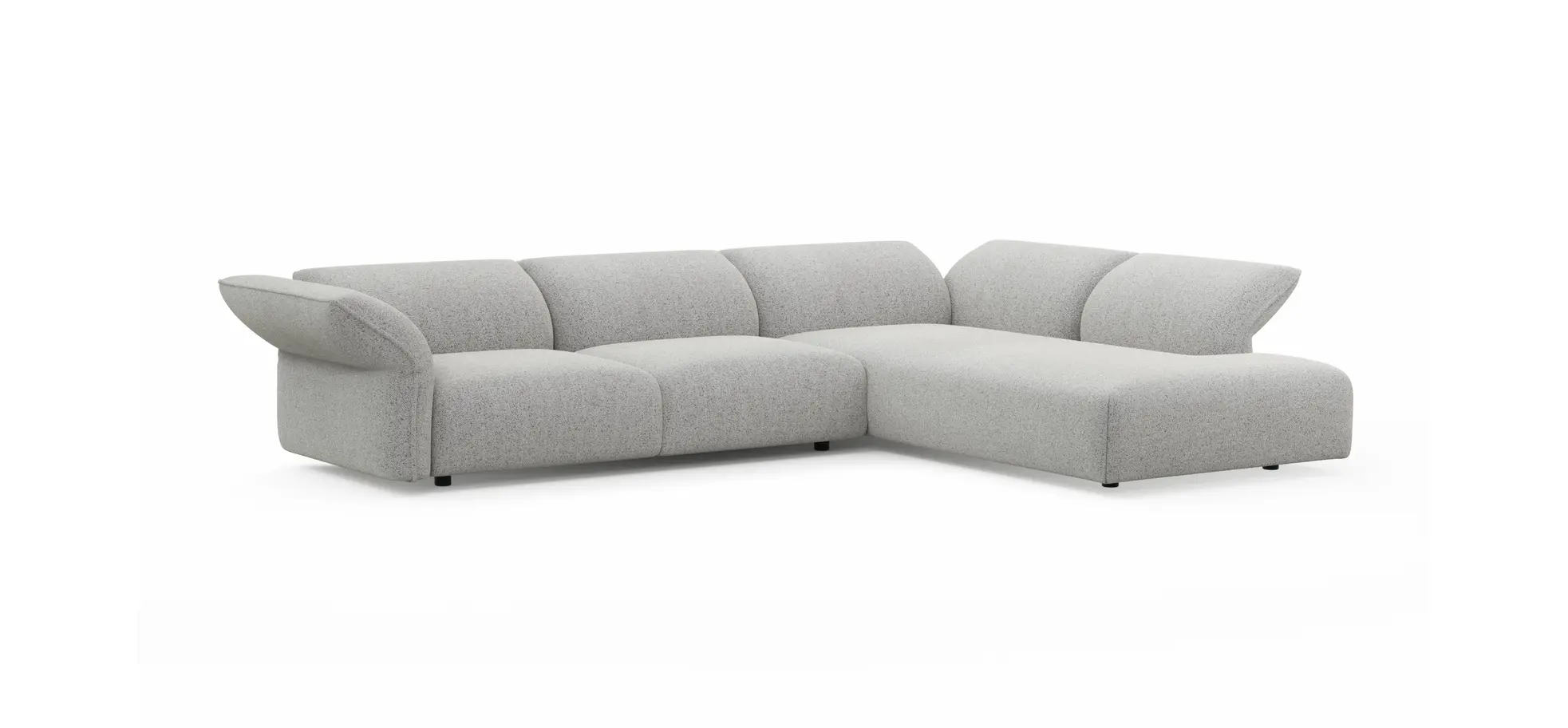 Ecksofa Motone - 2,5-Sitzer mit Ecke rechts, Stoff, Hellgrau