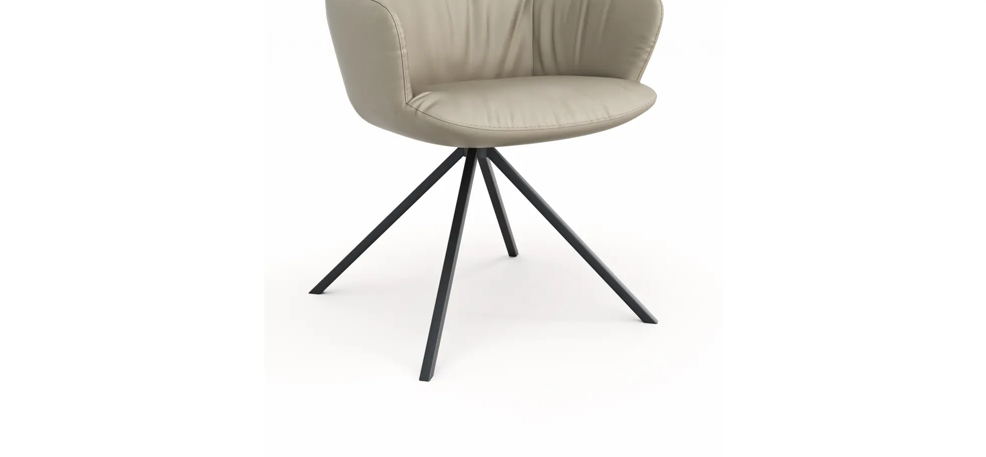 Armlehnstuhl Pegara - Leder, Graubraun