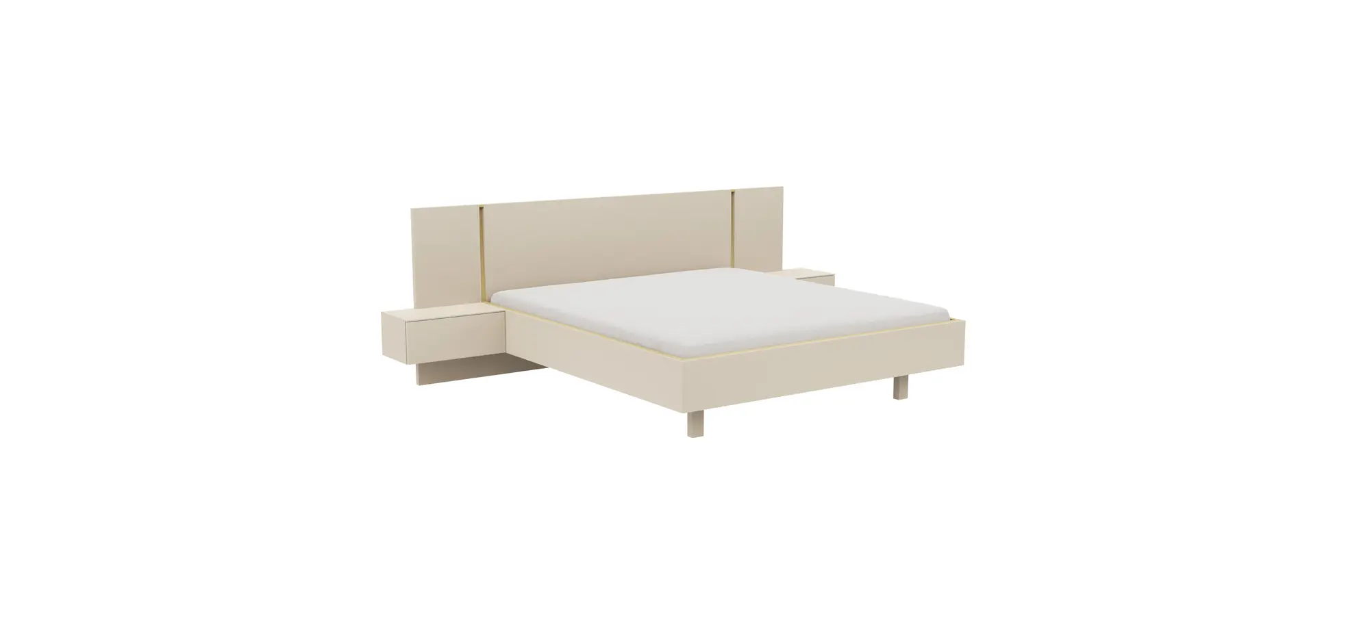 Bettanlage Matera - Lack, Creme, Absetzung, Eiche Milk 131933