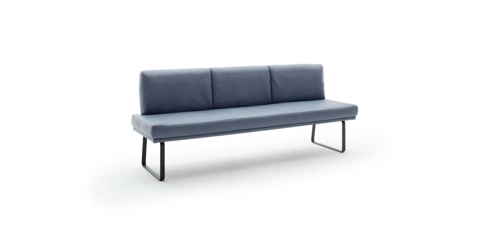 Bank Valloni - B ca. 221 cm, mit Rückenlehne, Leder, Hellblau