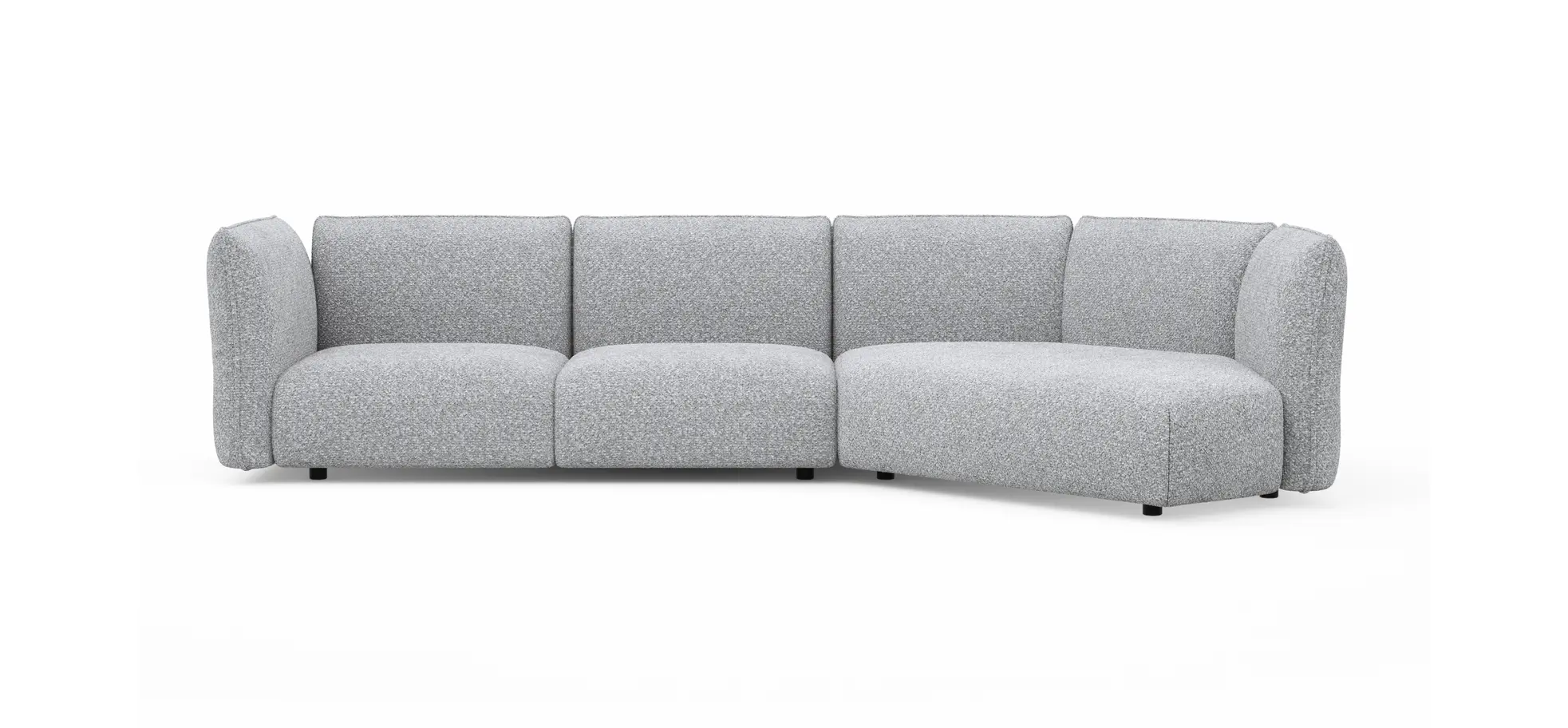 Trapezsofa Motone - 2-Sitzer mit Ecke rechts, Stoff, Hellgrau