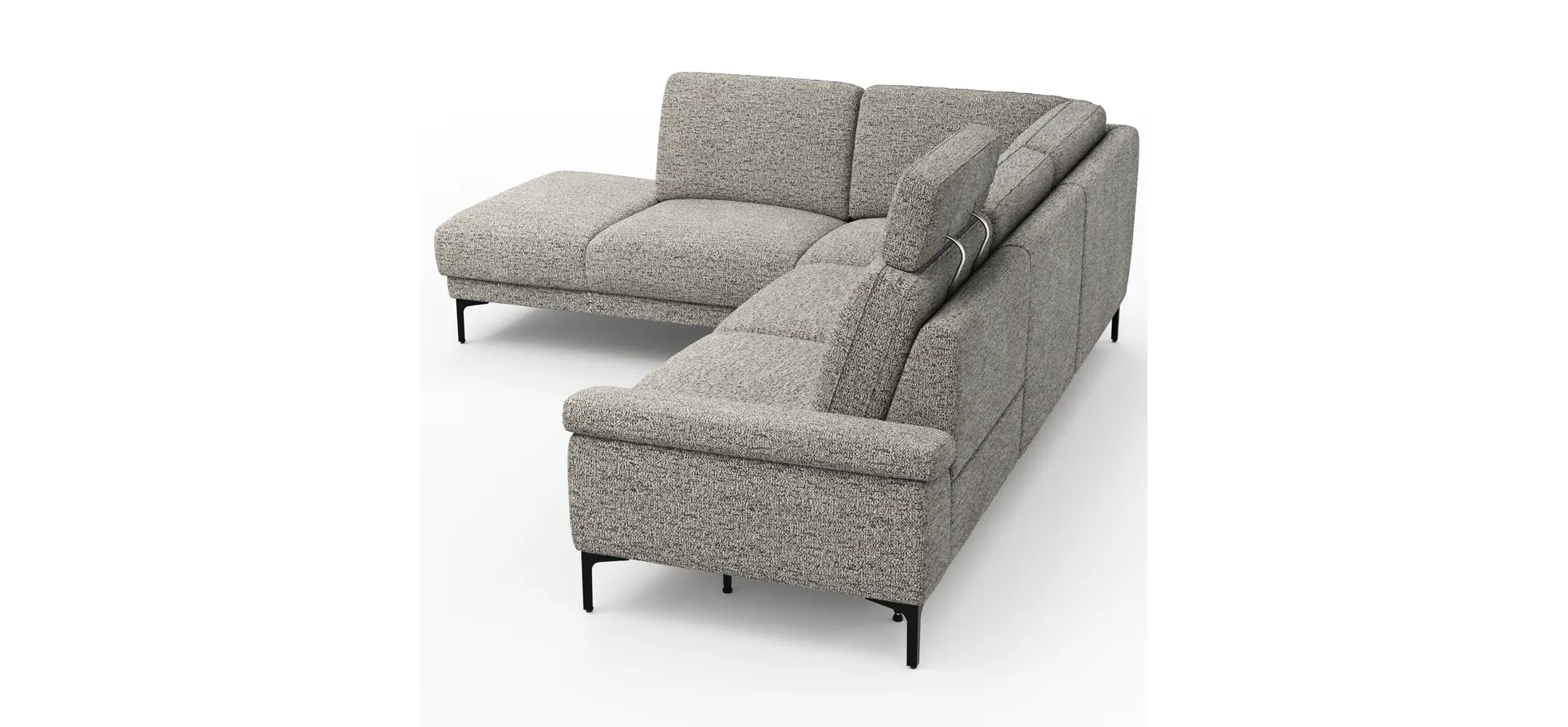 Ecksofa Matero - Ecke mit 2-Sitzer rechts inkl. Relaxfunktion motorisch und Sitzvorzug, Stoff, Graubeige