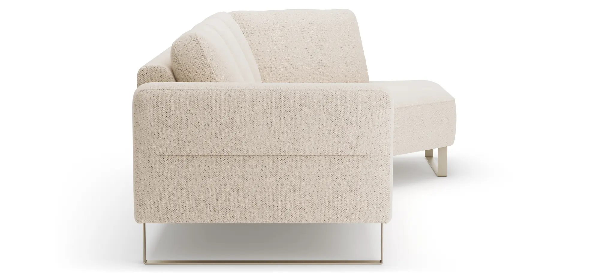 Ecksofa Leona - 2,5-Sitzer mit Ecke rechts, Stoff, Creme