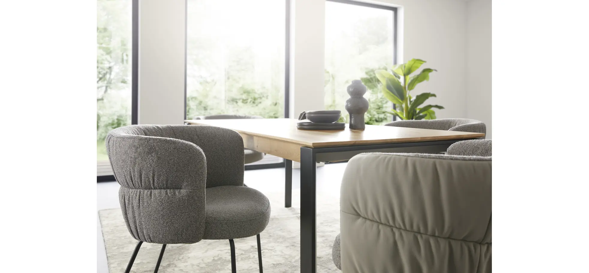 Armlehnstuhl Milana - Stoff, Grau