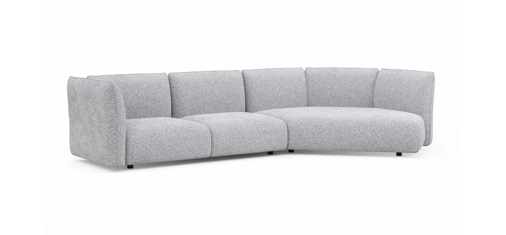 Trapezsofa Motone - 2-Sitzer mit Ecke rechts, Stoff, Hellgrau