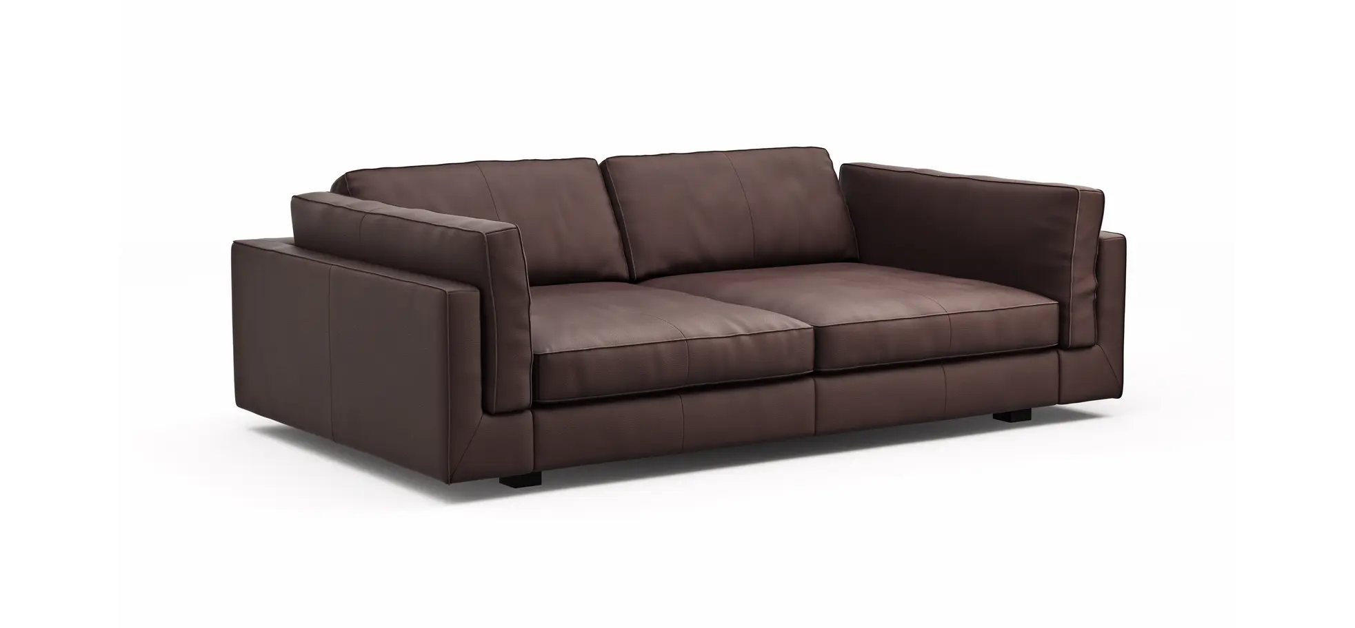 Sofa Aprino 3 - 3,5-Sitzer XXL, Dickleder, Dunkelbraun, Armlehne Kissen