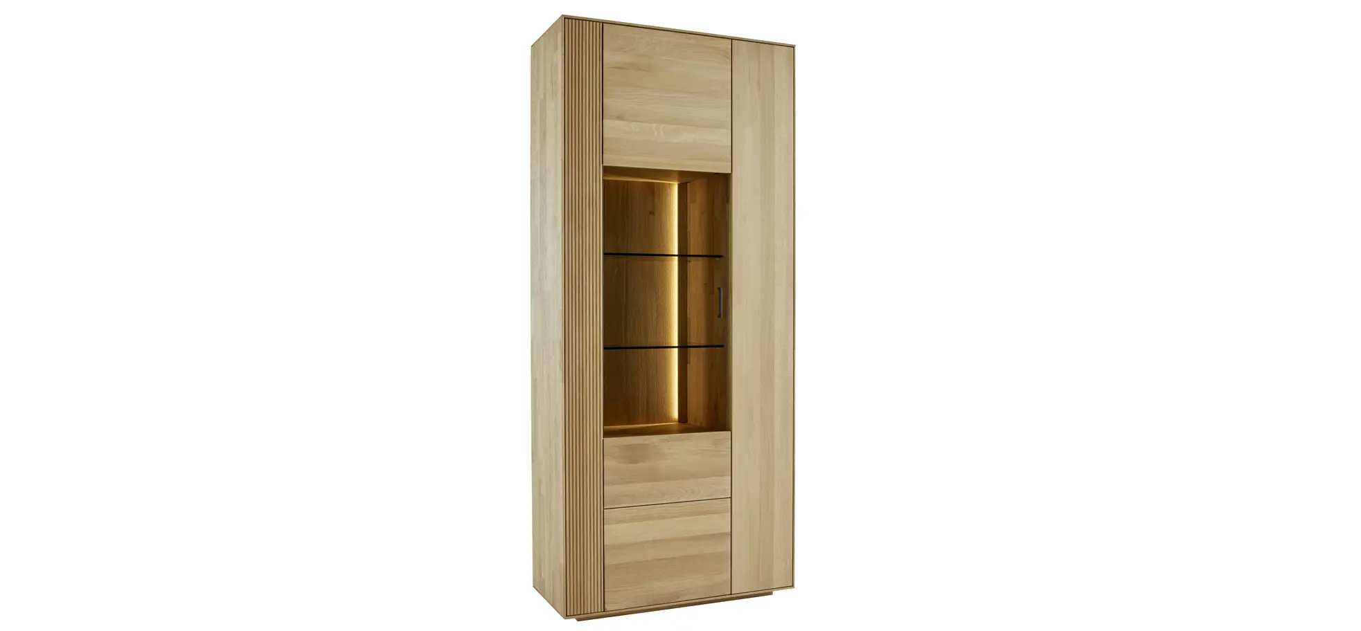Vitrine Estana - inkl. Beleuchtung, Eiche massiv, legno