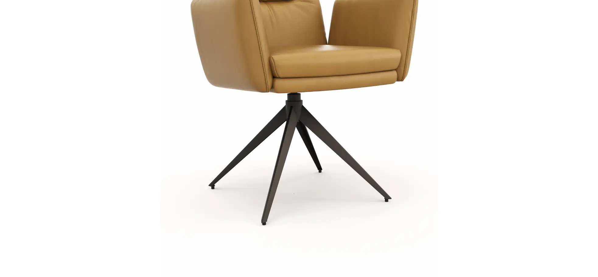 Armlehnstuhl Coscino - Leder, Kurkuma