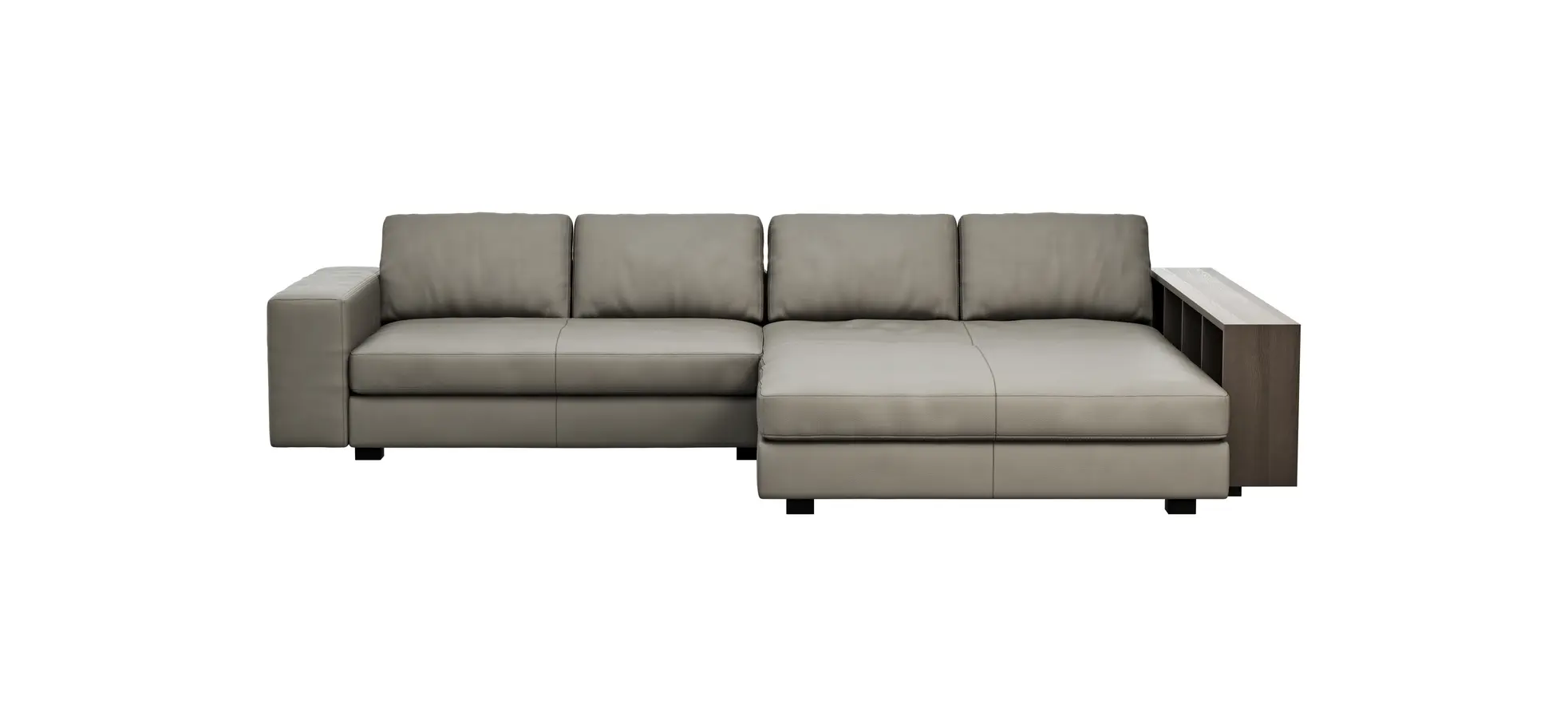 Ecksofa Aprino 1 - 2,5-Sitzer mit Longchair rechts, Leder, Grau 108110