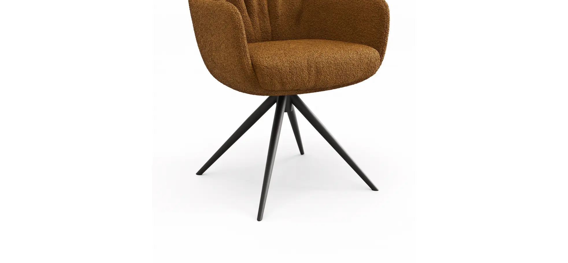 Armlehnstuhl Mis Legere - Boucle, Kurkuma, Stativ, Anthrazit