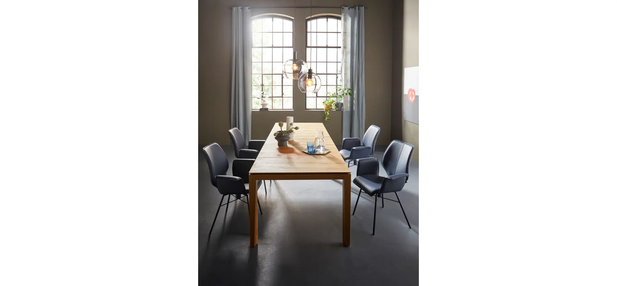 Esstisch 3400 - ausziehbar, LB ca. 200x100 cm, Asteiche massiv, Geölt, Gedrehter Fuss