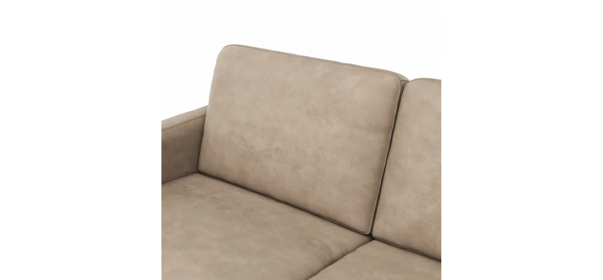 Sofa Enna - 3-Sitzer, Armlehne A, Leder, Taupe, Kufe, Schwarz