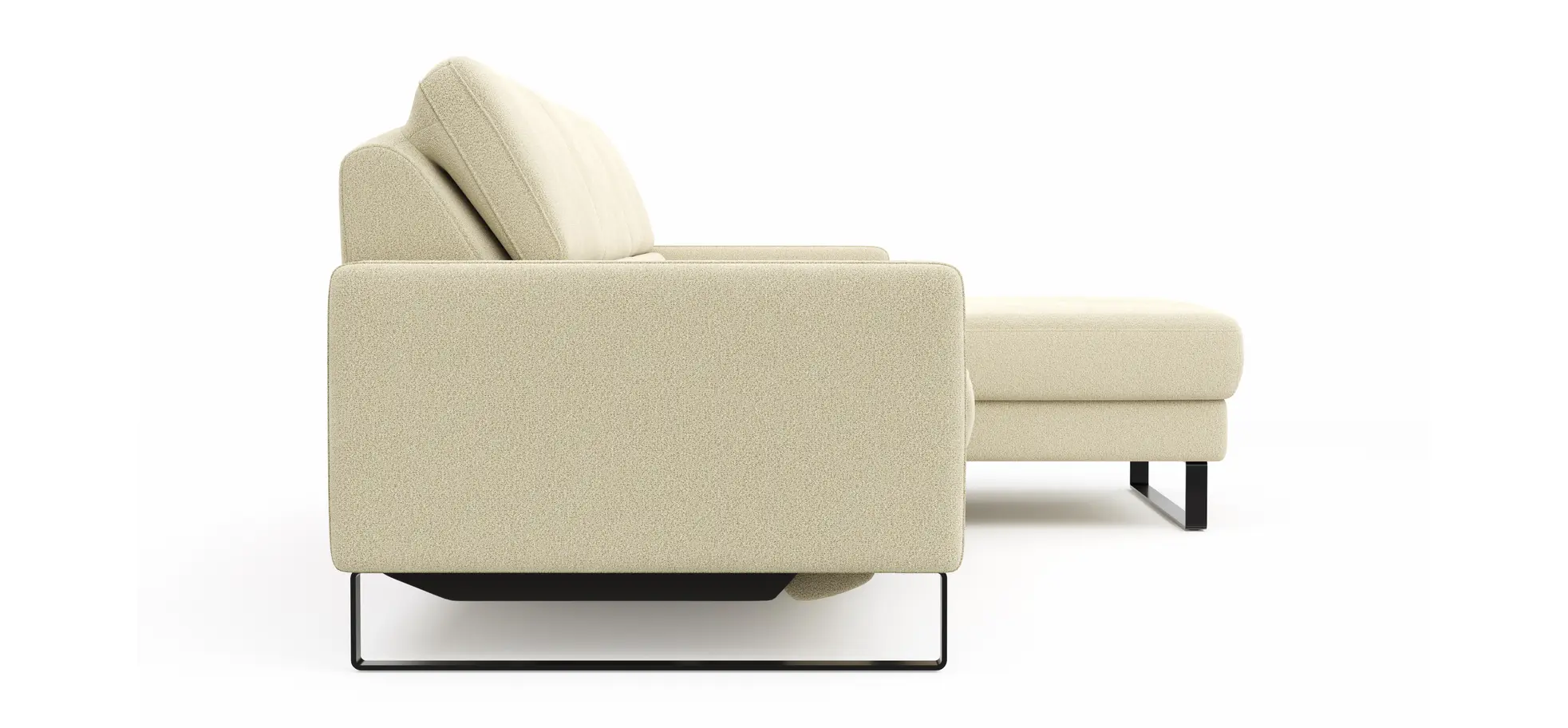 Ecksofa Valera - 3-Sitzer mit Longchair rechts inkl. Rückenlehne verstellbar und Relaxfunktion motorisch, Stoff, Natur