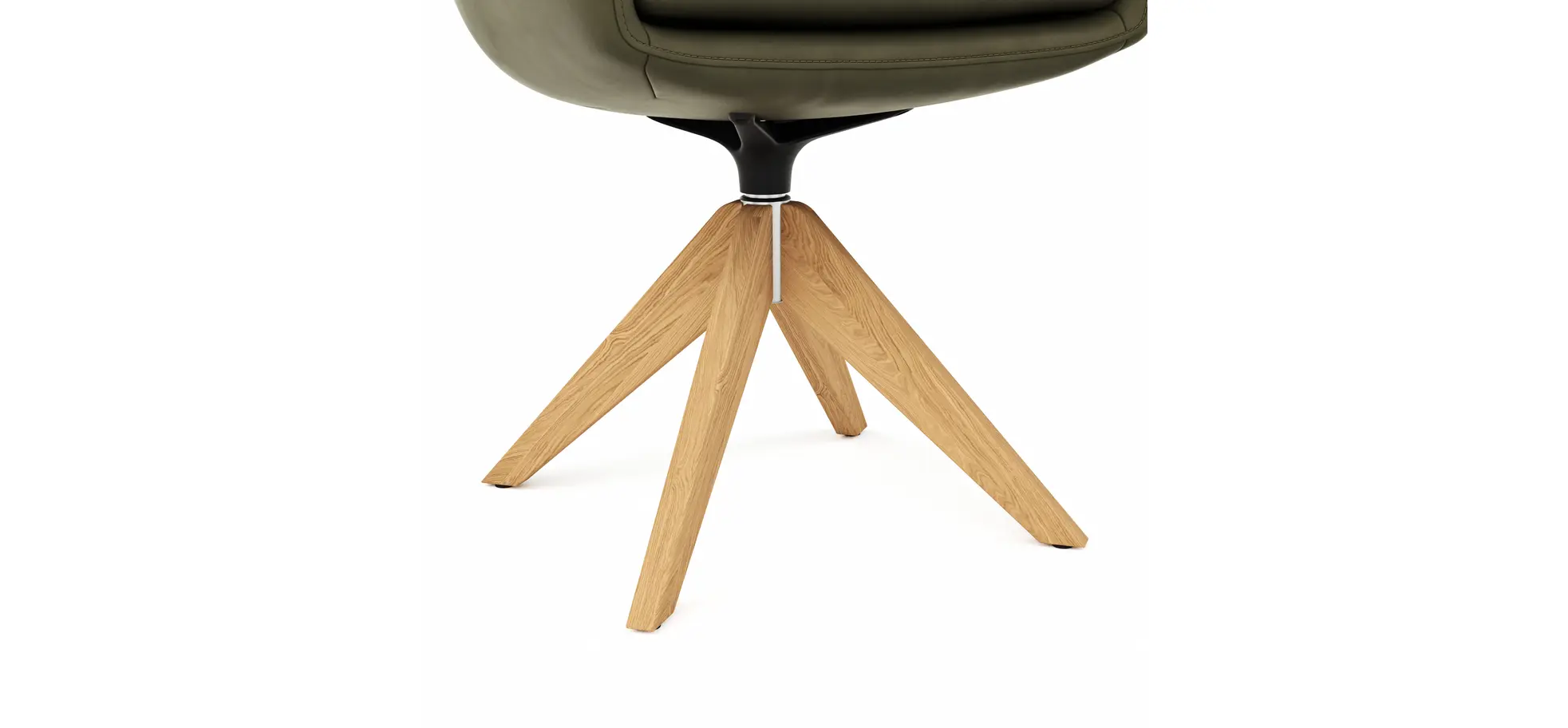 Armlehnstuhl Macano - drehbar, Leder, Olive