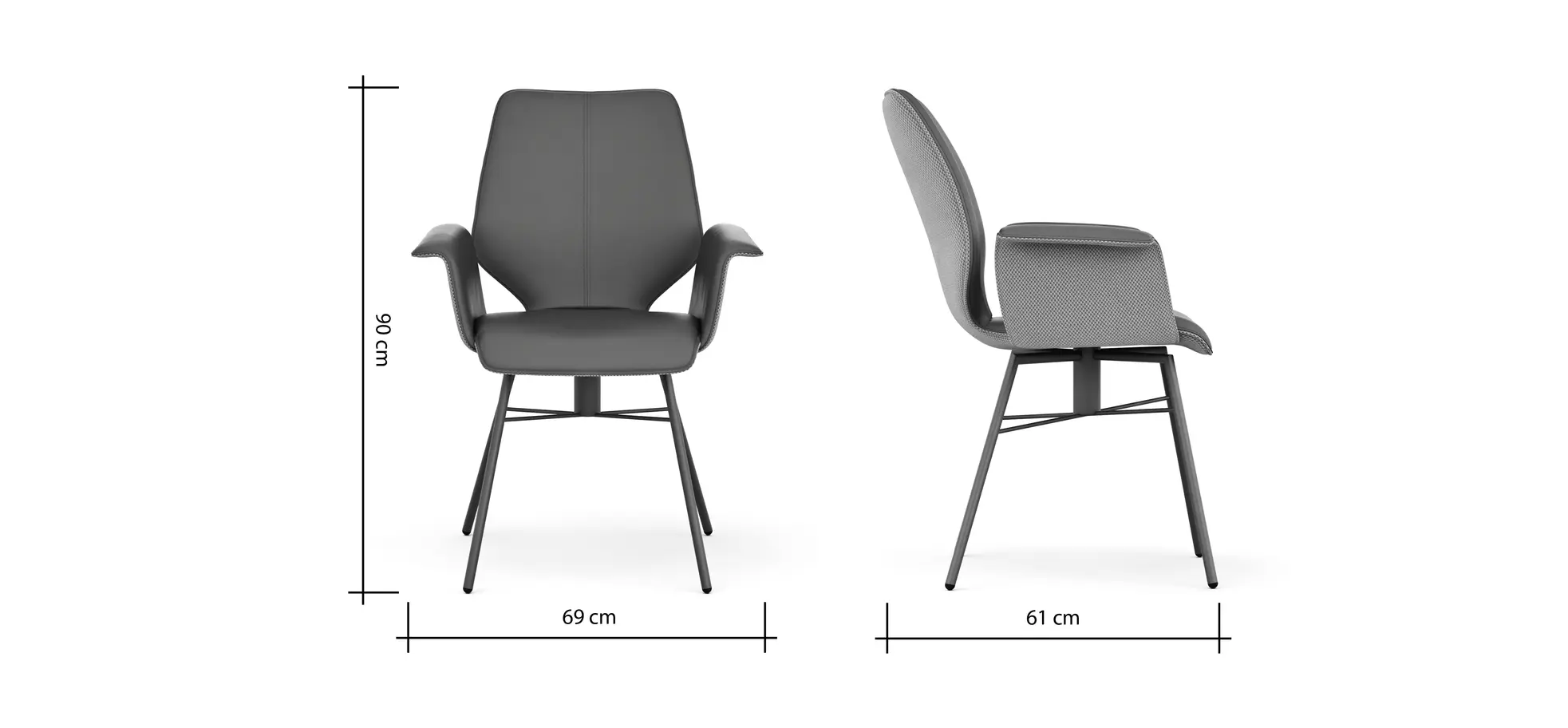 Armlehnstuhl Penthouse -  Leder, Rost, Stoff, Beige-Rost, Drehbar