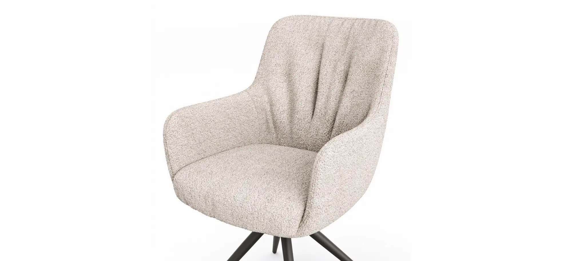 Armlehnstuhl Mis Legere - Boucle, Natur, Stativ, Anthrazit